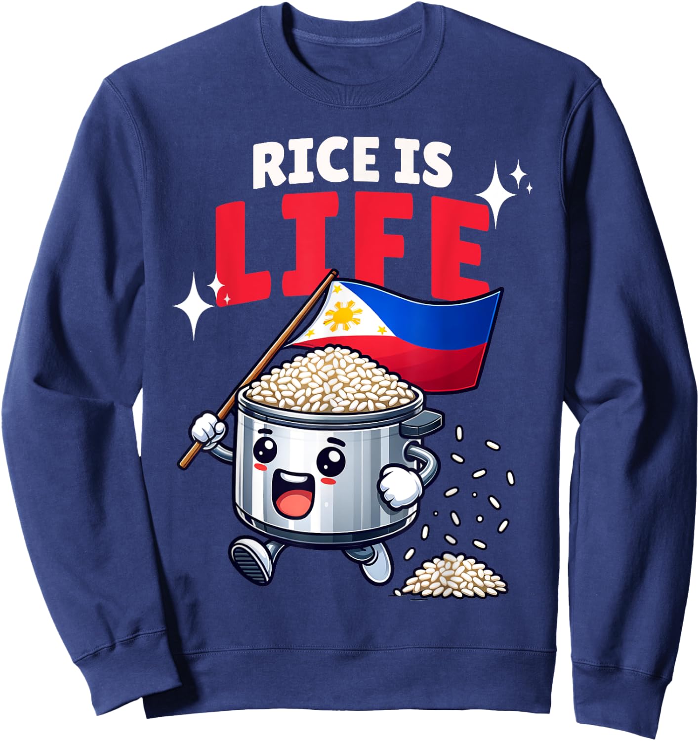Pinoy Pinay lover of rice is life funny Filipino rice cooker Sweatshirt - Sweatshirt | Navy
