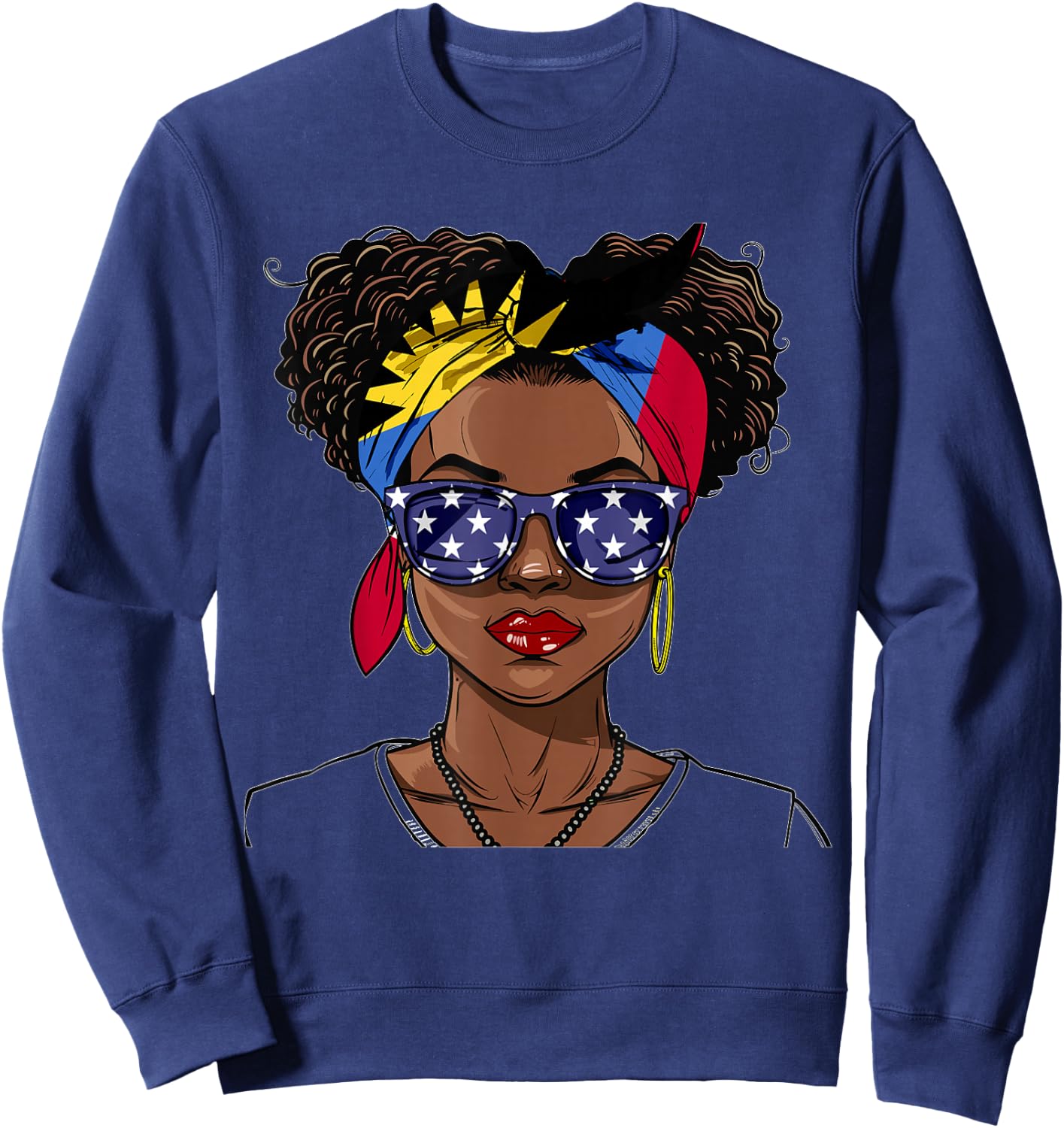 Antigua & Barbuda Flag Outfit for Woman American Antiguan Sweatshirt - Sweatshirt | Navy