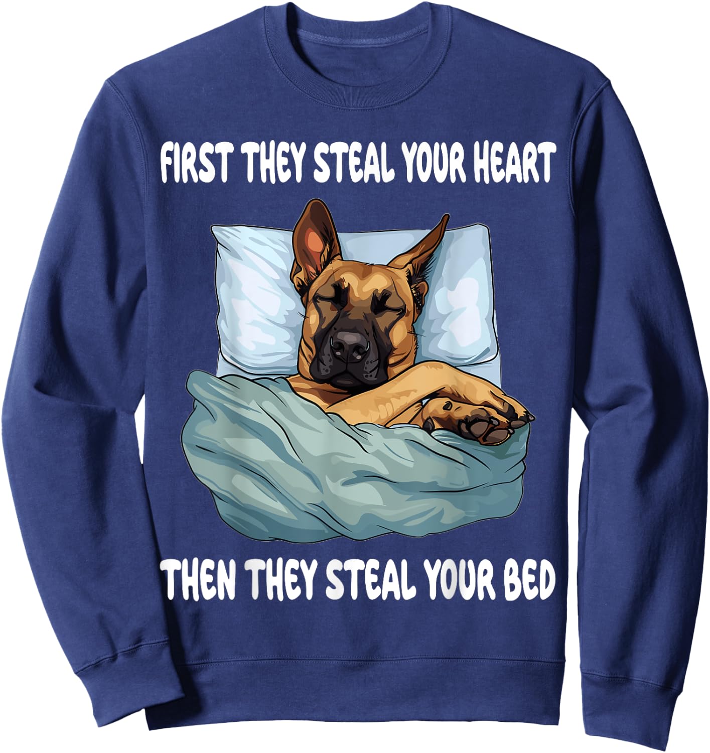 Belgian Malinois Sleeping Pajamas Nightgown Sweatshirt - Sweatshirt | Navy
