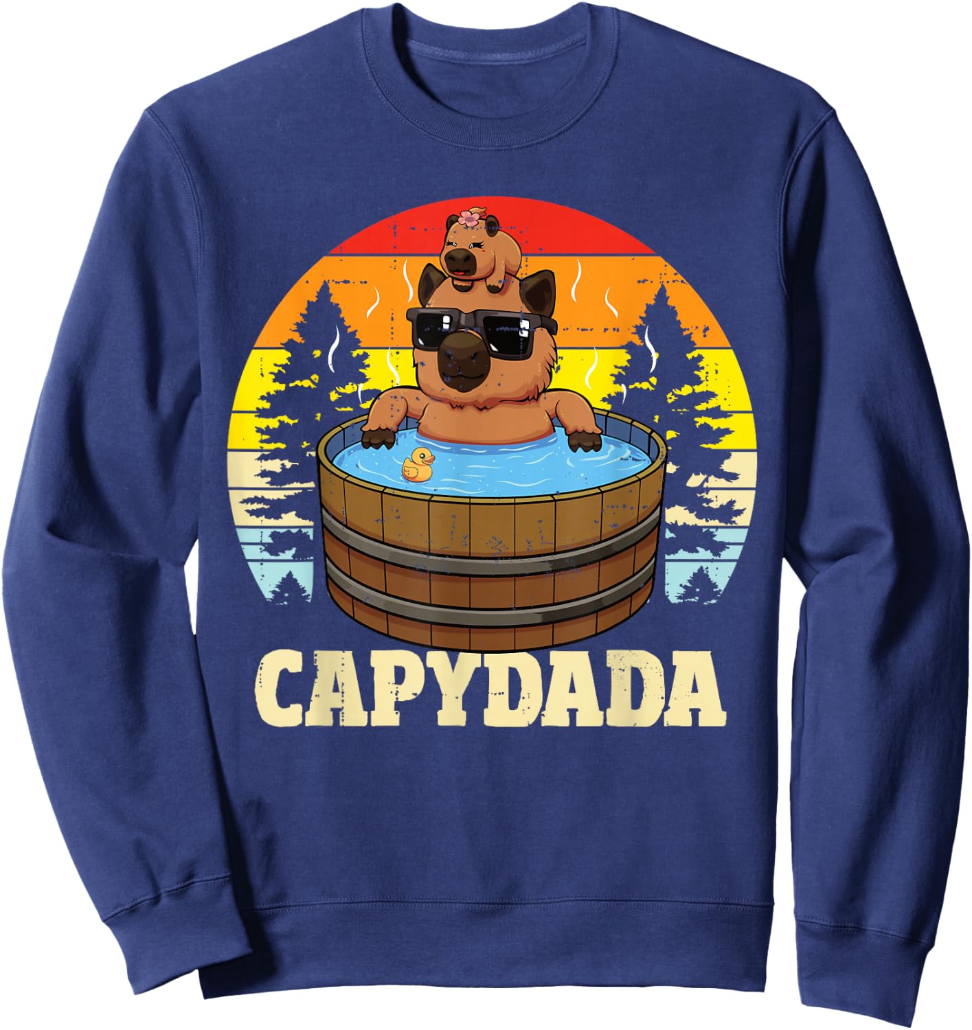 Capybara Dad with Daughter Capydada Funny Father's Day Sweatshirt - Sweatshirt | Navy