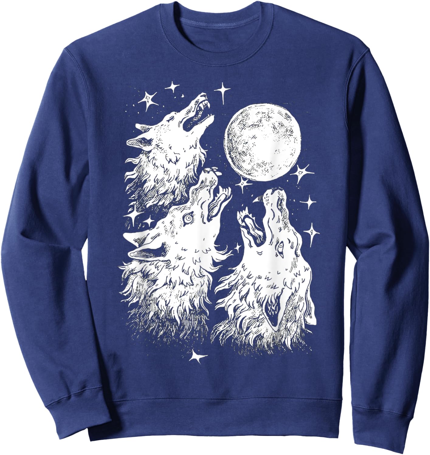 Three Wolves Howling at the Moon - Wolf Lover Sweatshirt - Sweatshirt | Navy