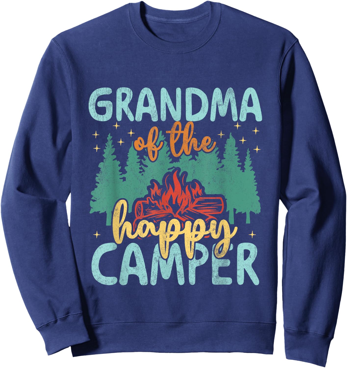 Grandma of Happy Camper 1st Birthday Party Retro Grandma Sweatshirt - Sweatshirt | Navy