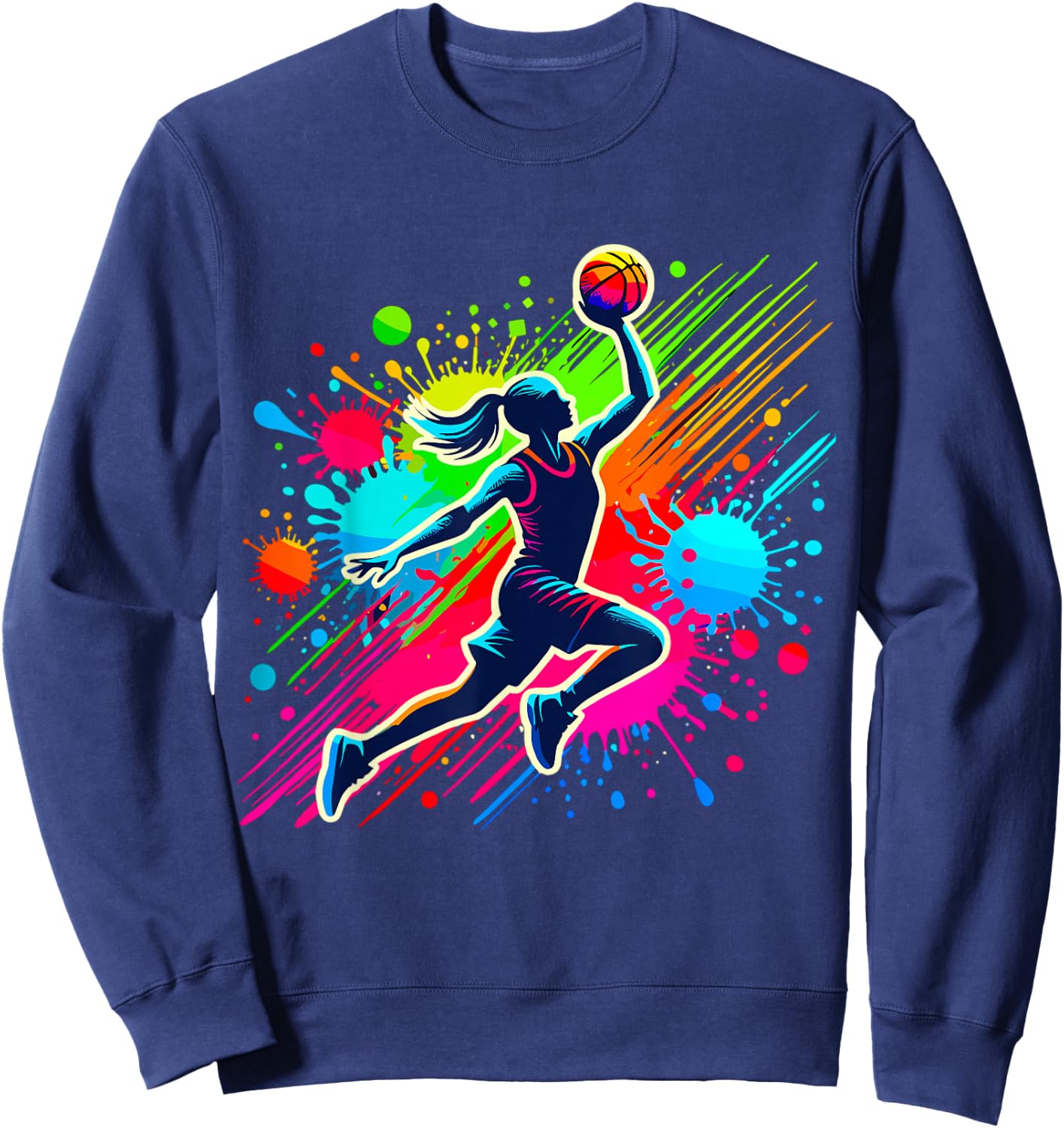 Basketball Player Girl Sweatshirt - Sweatshirt | Navy