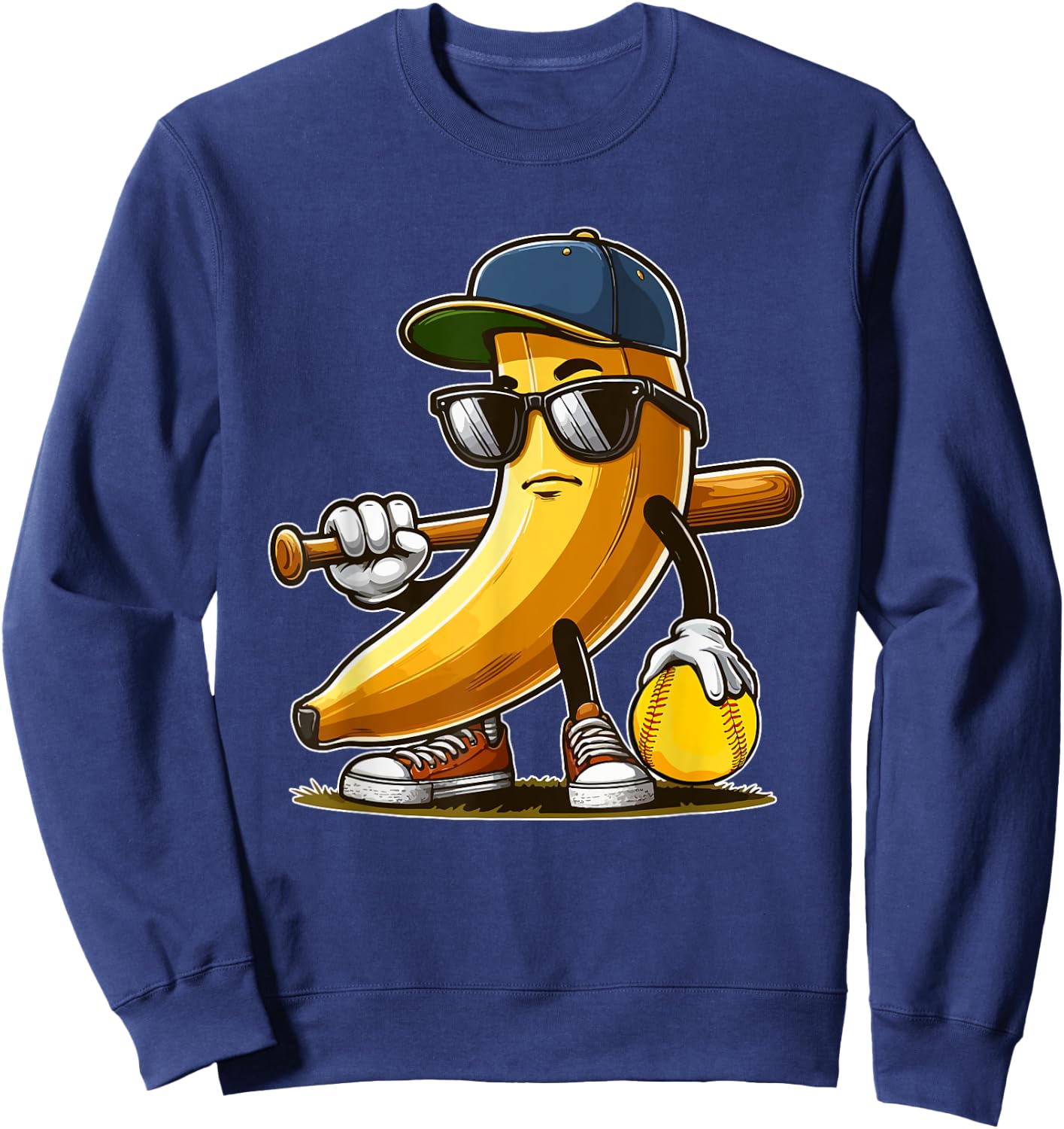 Softball Matching Player Fan Vegan Costume Banana Sunglasses Sweatshirt - Sweatshirt | Navy