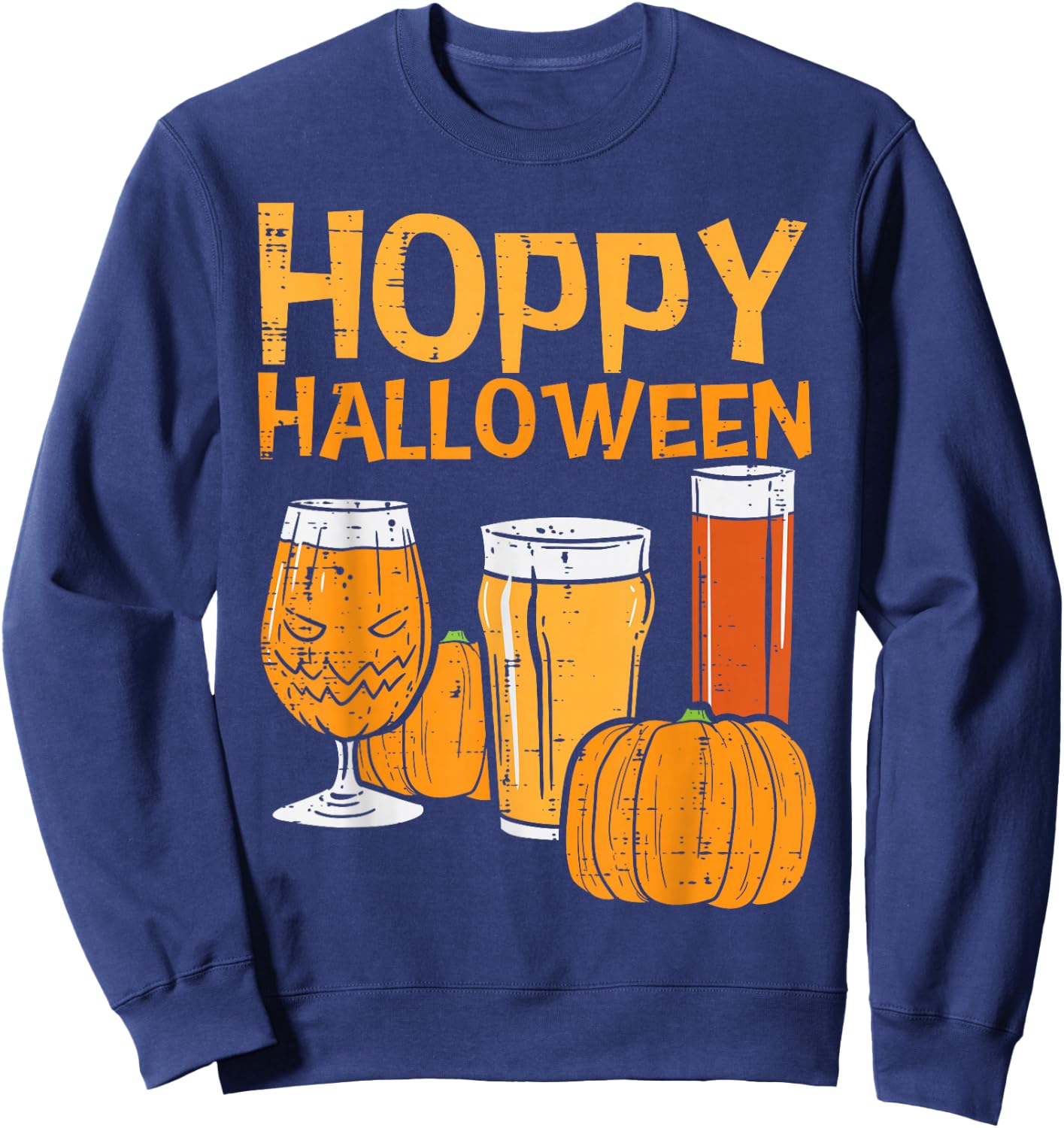 Hoppy Halloween Funny Dad Halloween Beer Men Grandpa Uncle Sweatshirt - Sweatshirt | Navy