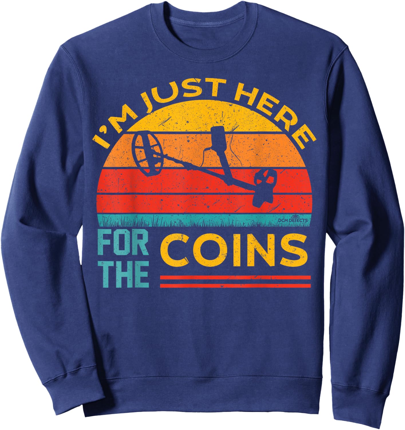 Retro Sunset Coin Hunter Metal Detecting Sweatshirt - Sweatshirt | Navy