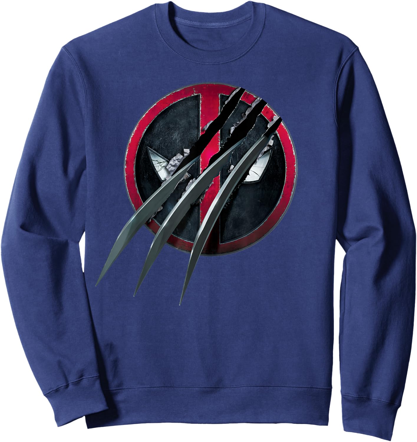 Marvel Studios Deadpool & Wolverine Slashed Icon with Claws Sweatshirt - Sweatshirt | Navy