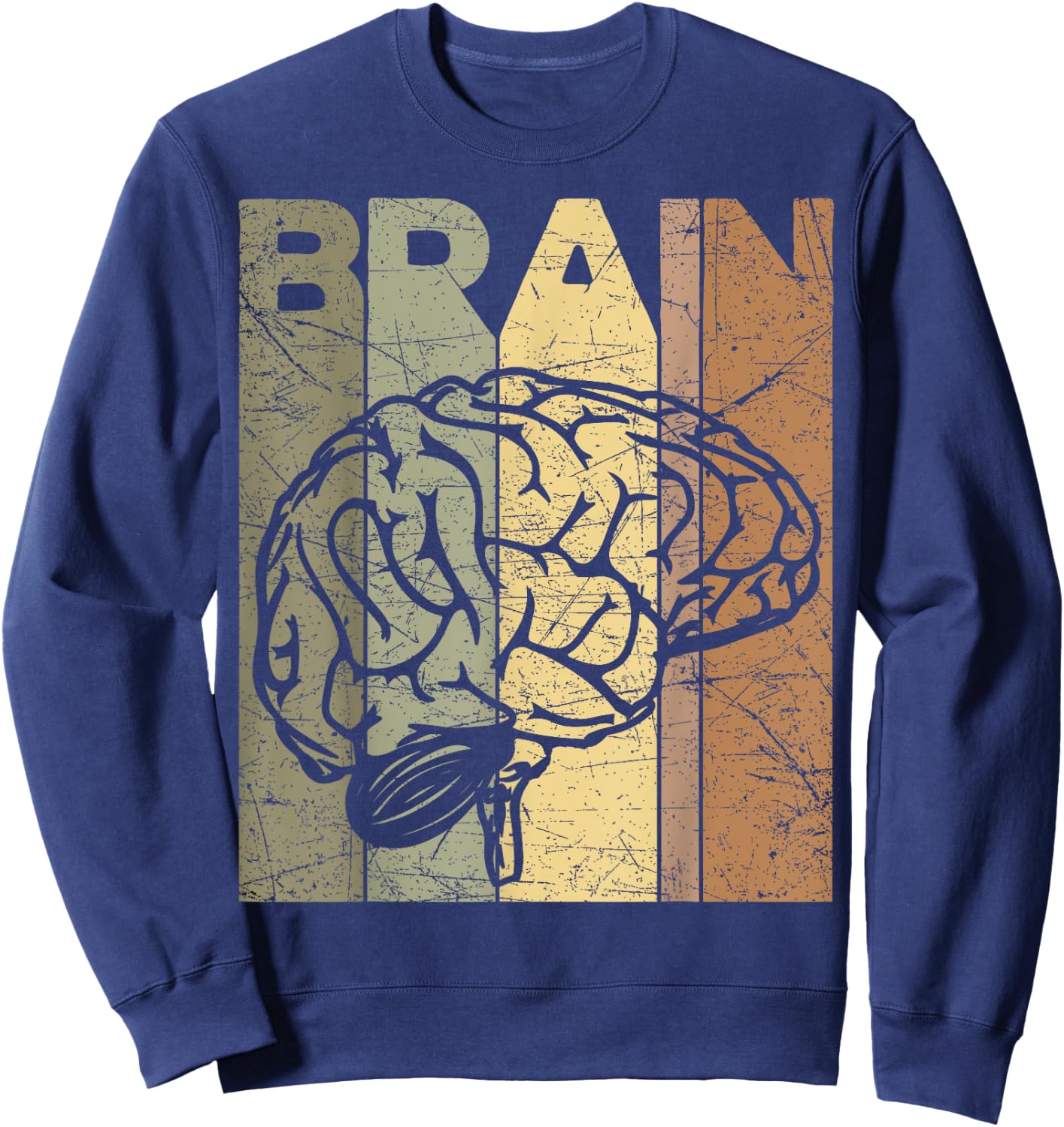 Brain Vintage Neurologist Retro Brain Section Neurology Sweatshirt - Sweatshirt | Navy