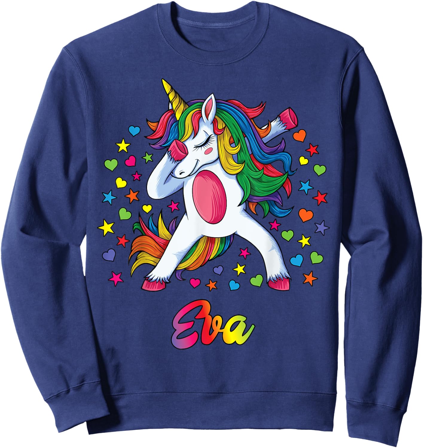 EVA Personalised Name Unicorn Girl Gift Sweatshirt - Sweatshirt | Navy