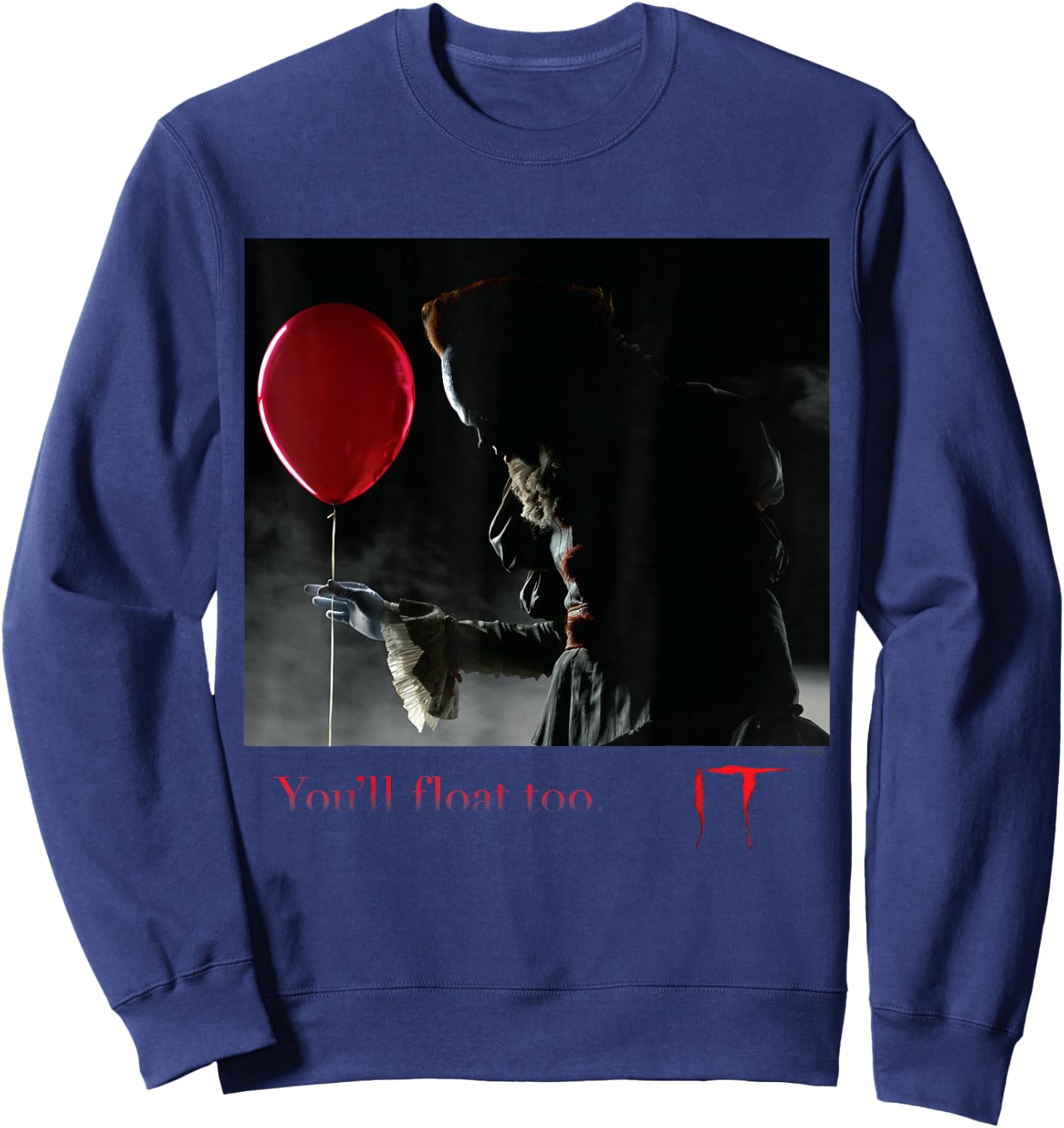 IT Films/TV Series - Pennywise You'll Float Too Red Balloon Sweatshirt - Sweatshirt | Navy