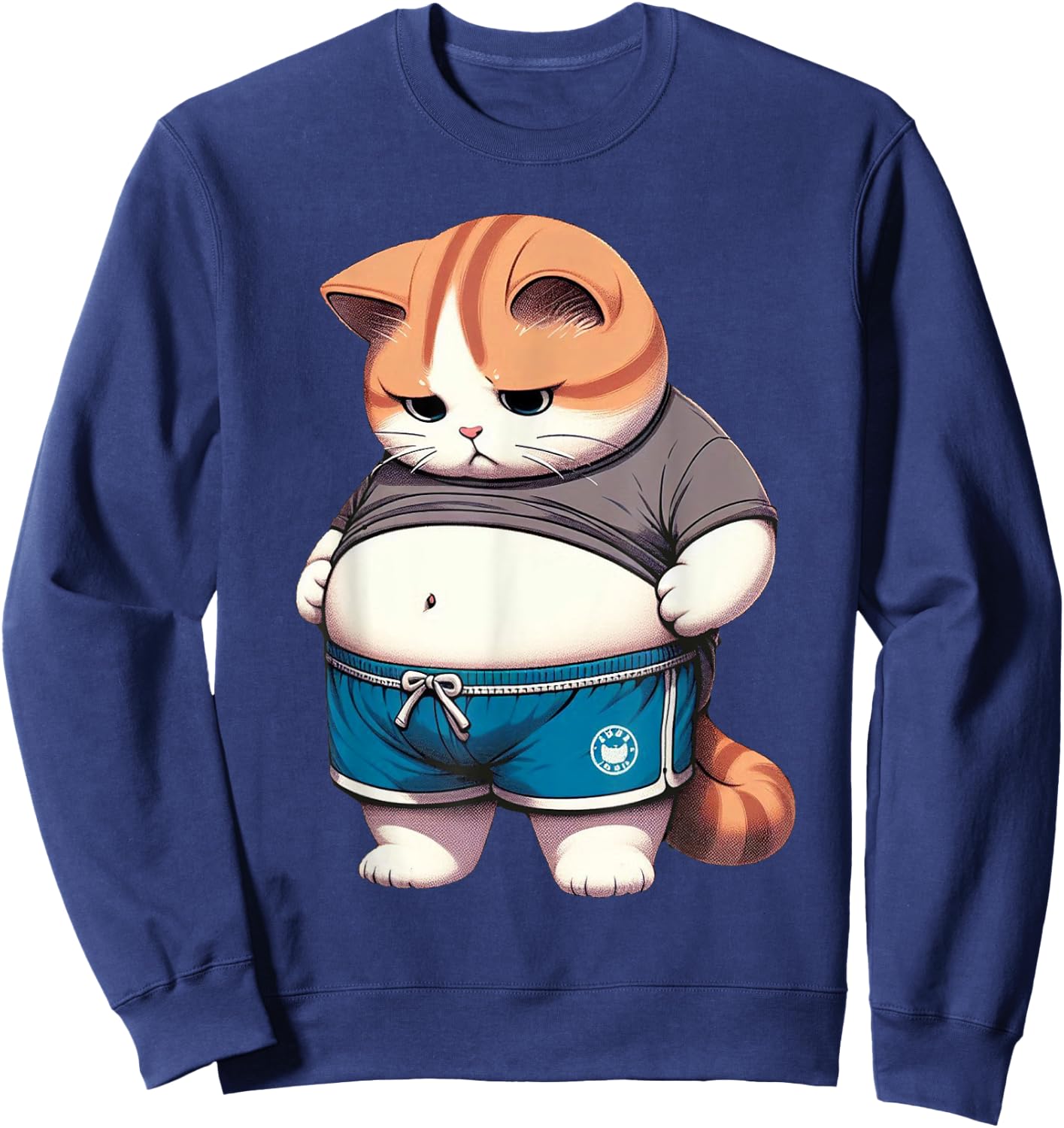 Funny Fat Cat Cute Chubby Kitten Sweatshirt - Sweatshirt | Navy