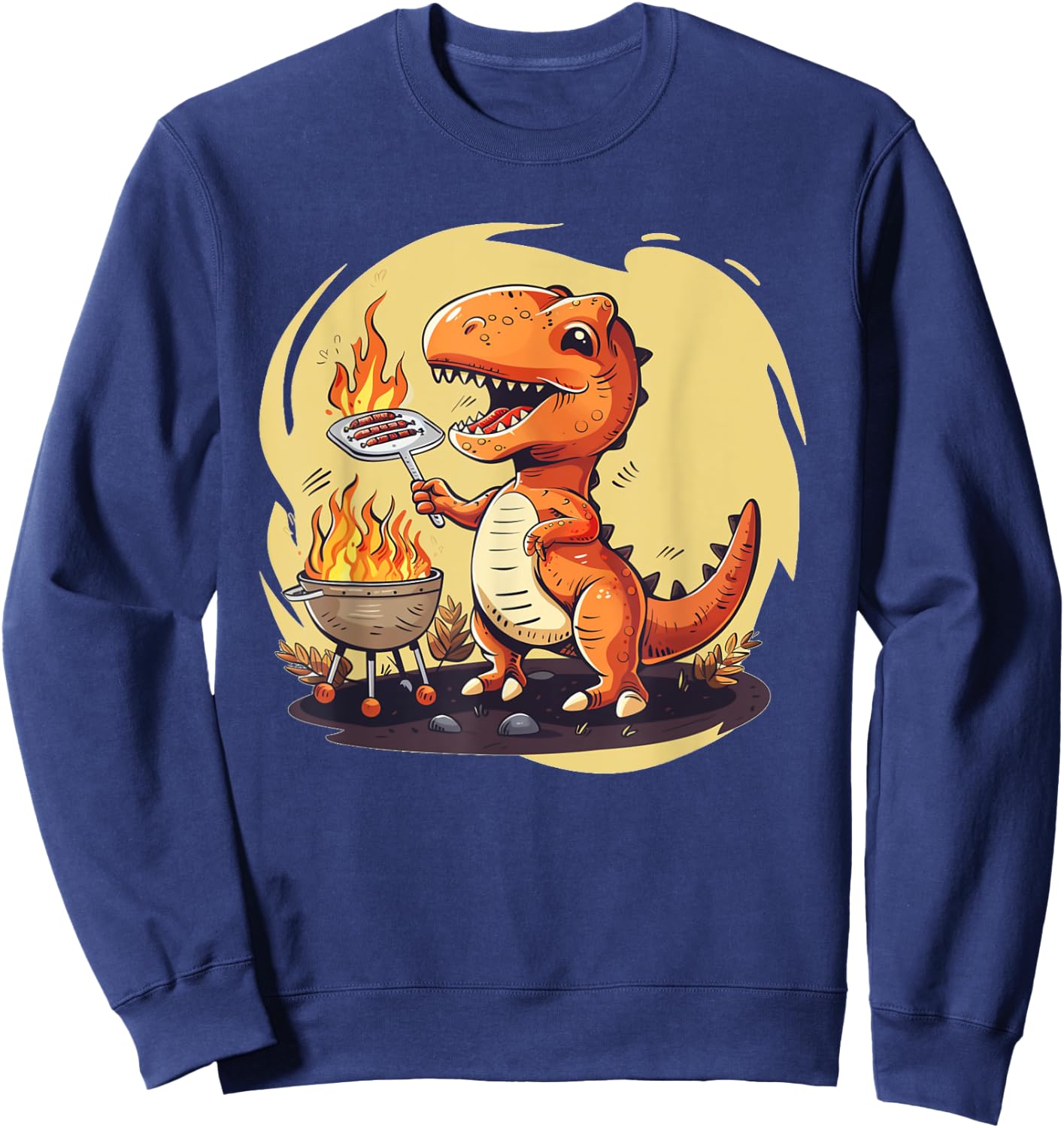 Funny Summer Barbecue for Dinosaur Boys and Girls Sweatshirt - Sweatshirt | Navy