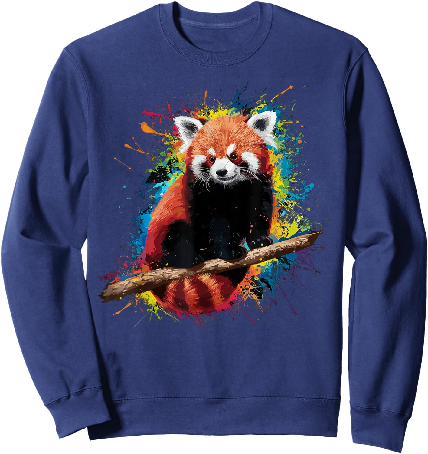 Colorful Paint Splash Red Panda Art Graphic Sweatshirt - Sweatshirt | Navy