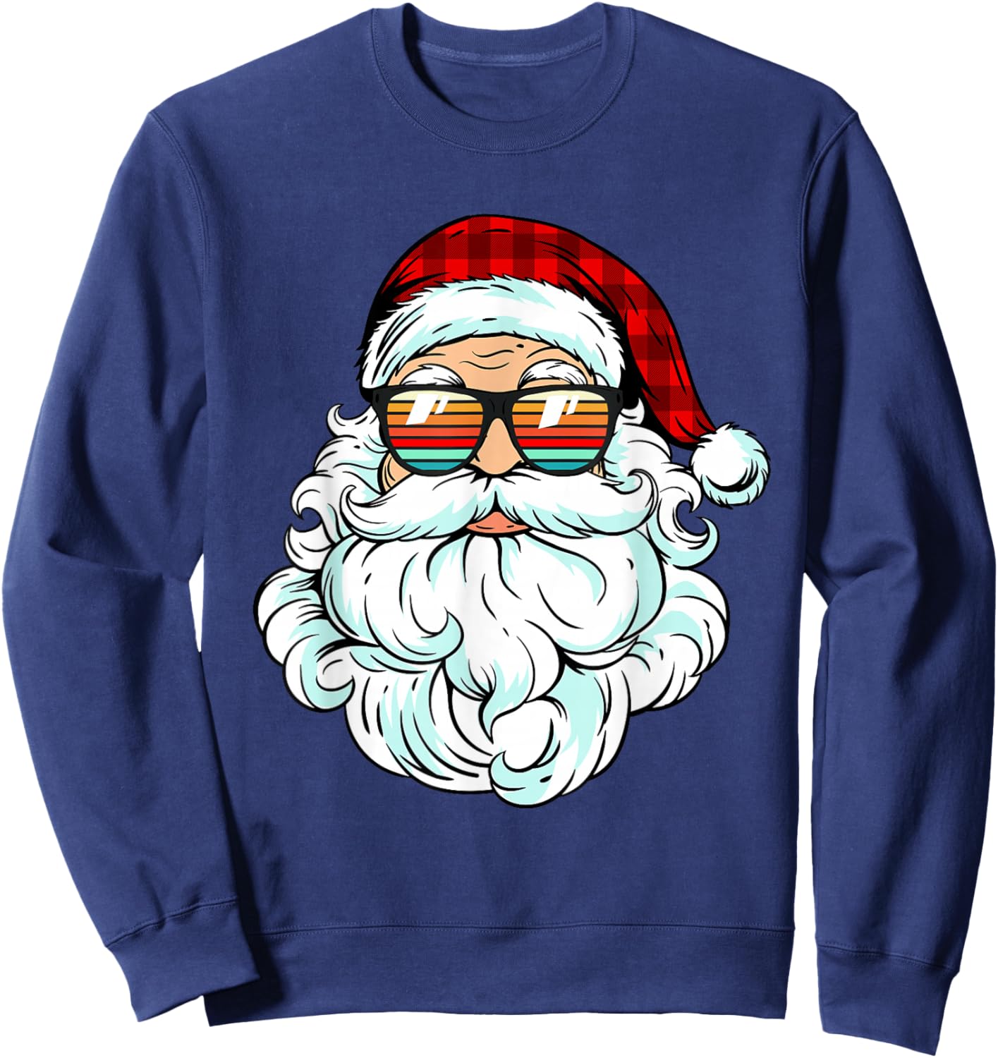 Santa Face Retro Sunglasses Christmas Kids Men Women Sweatshirt - Sweatshirt | Navy