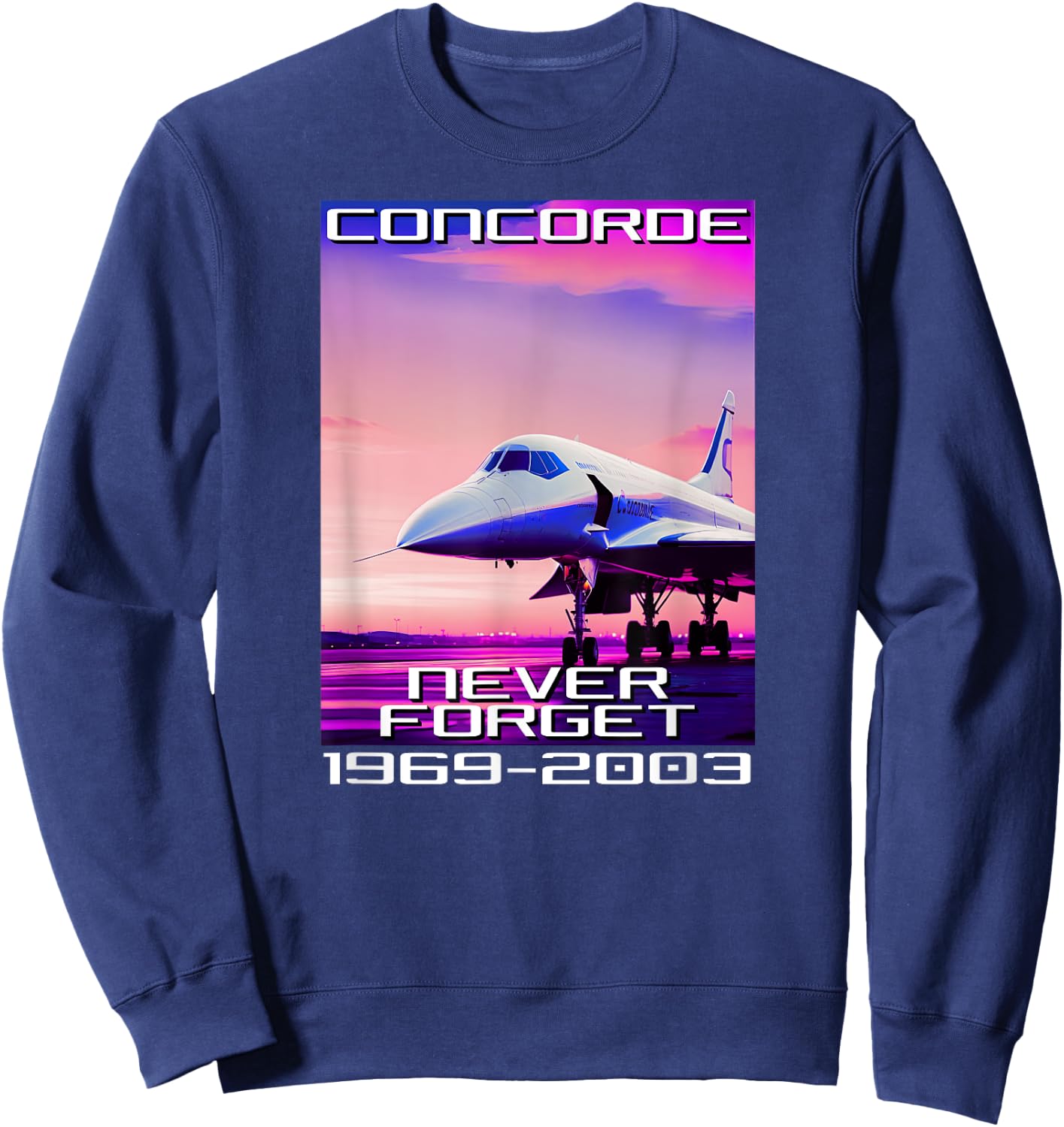 Concorde Never Forget Synthwave Retro Sweatshirt - Sweatshirt | Navy