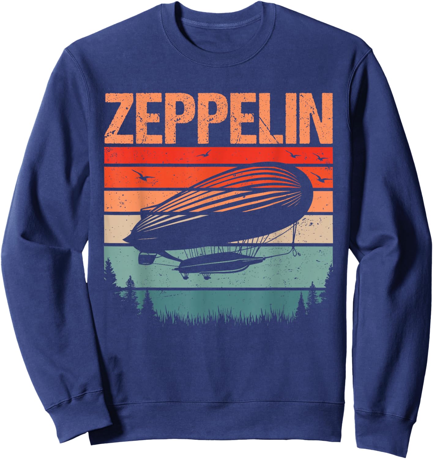 Retro Vintage Zeppelin Airship Aviation Blimp Men Women Kids Sweatshirt - Sweatshirt | Navy