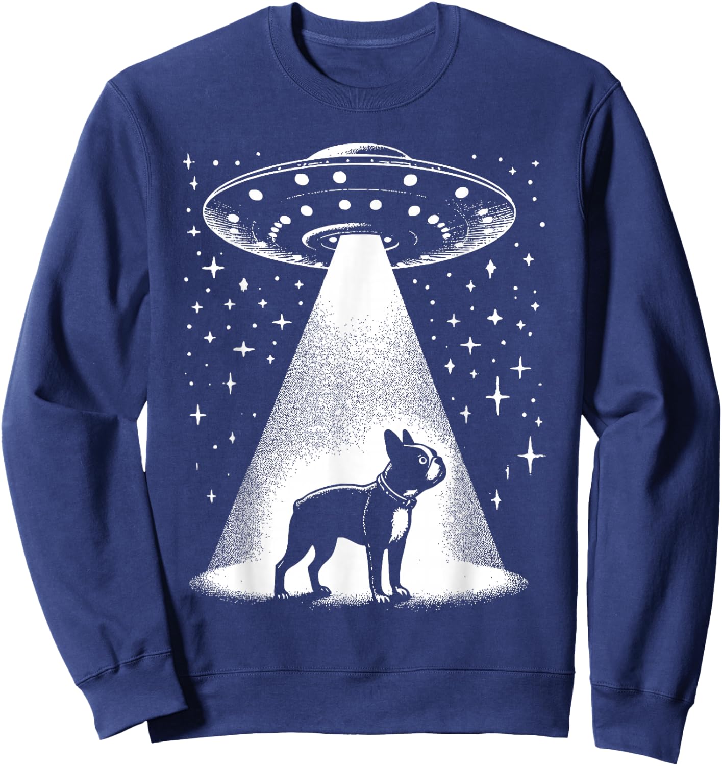 Boston Terrier Mom Dad Dog - Funny Alien UFO Women Sweatshirt - Sweatshirt | Navy