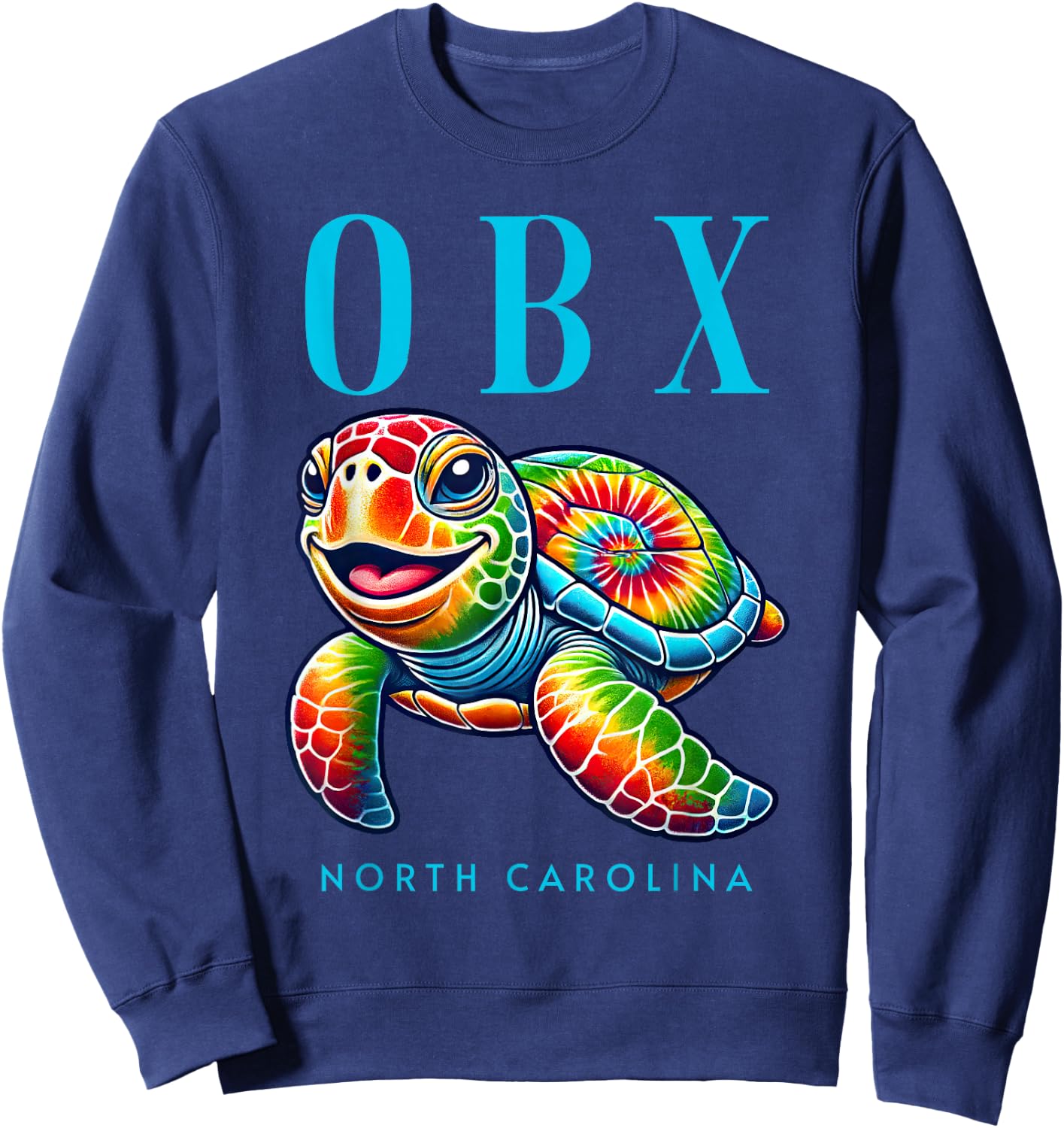 OBX North Carolina Smiling Tie Dye Sea Turtle Sweatshirt - Sweatshirt | Navy