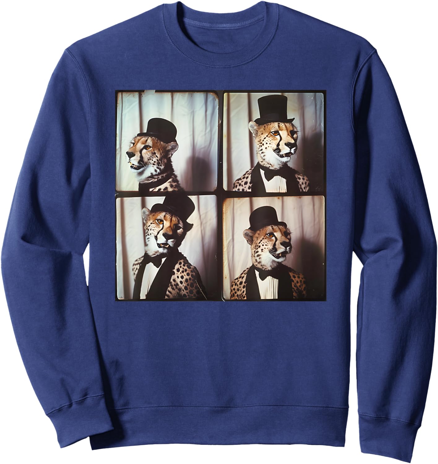 Cheetah In Suit Love Cheetahs Funny Zoo Animal Photobooth Sweatshirt - Sweatshirt | Navy