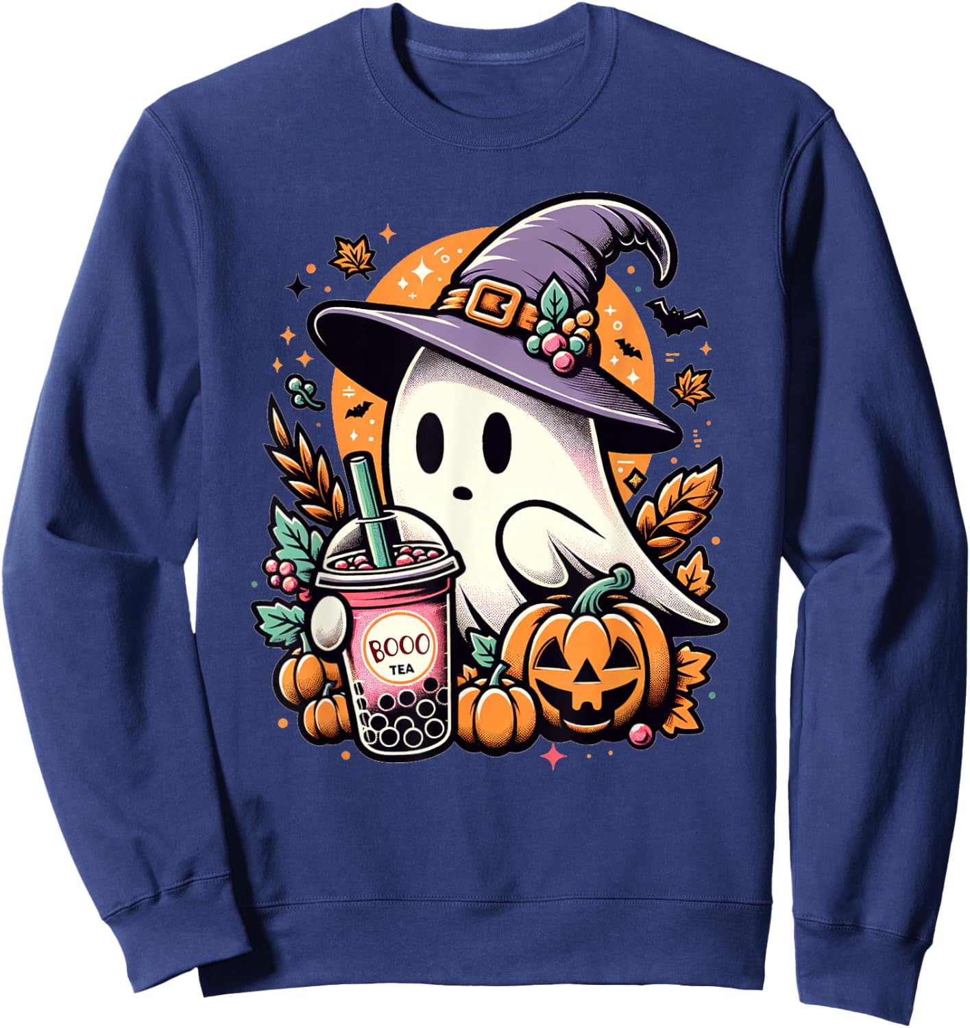Halloween Ghost Funny Halloween Bubble Tea Sweatshirt - Sweatshirt | Navy