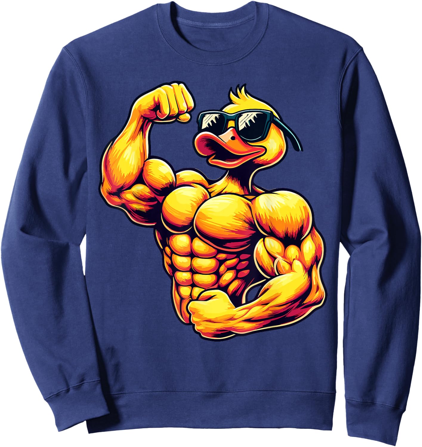 Muscular Rubber Duck Bodybuilder Duck Sweatshirt - Sweatshirt | Navy
