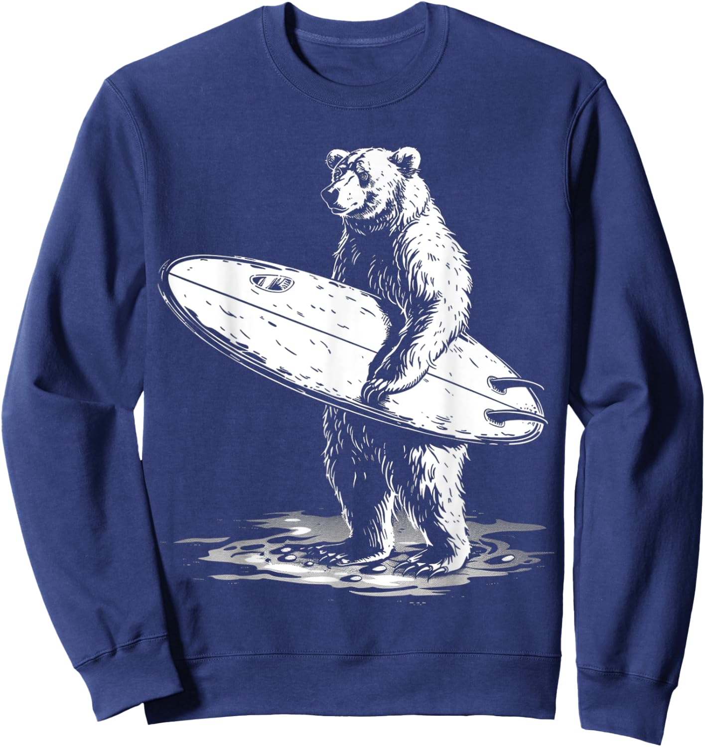 Surfing Bear Cool Beach Adventure Design Men Women Kids Sweatshirt - Sweatshirt | Navy