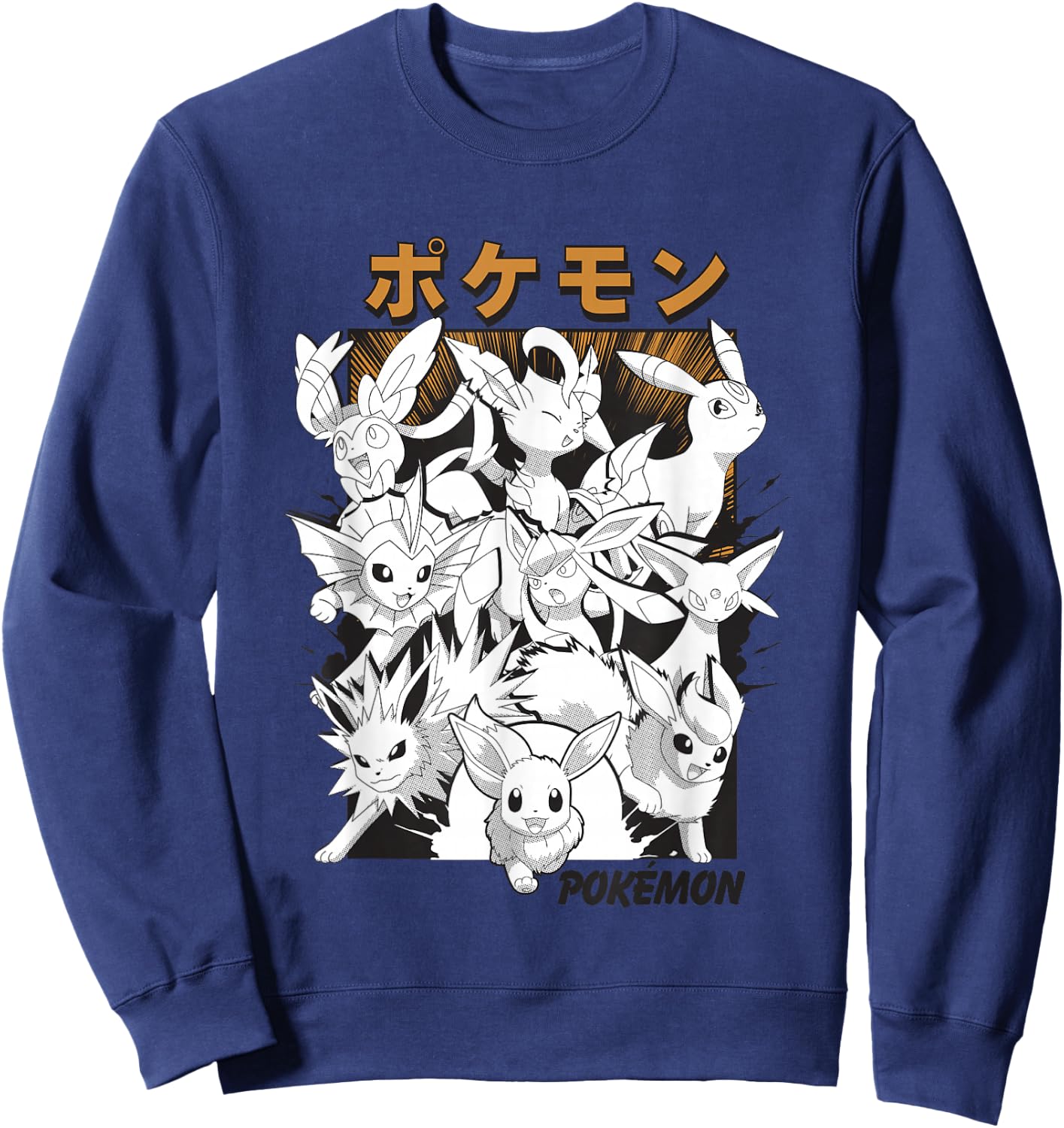 Pokémon Eevee & Eeveelutions Epic Mashup Vintage Poster Sweatshirt - Sweatshirt | Navy