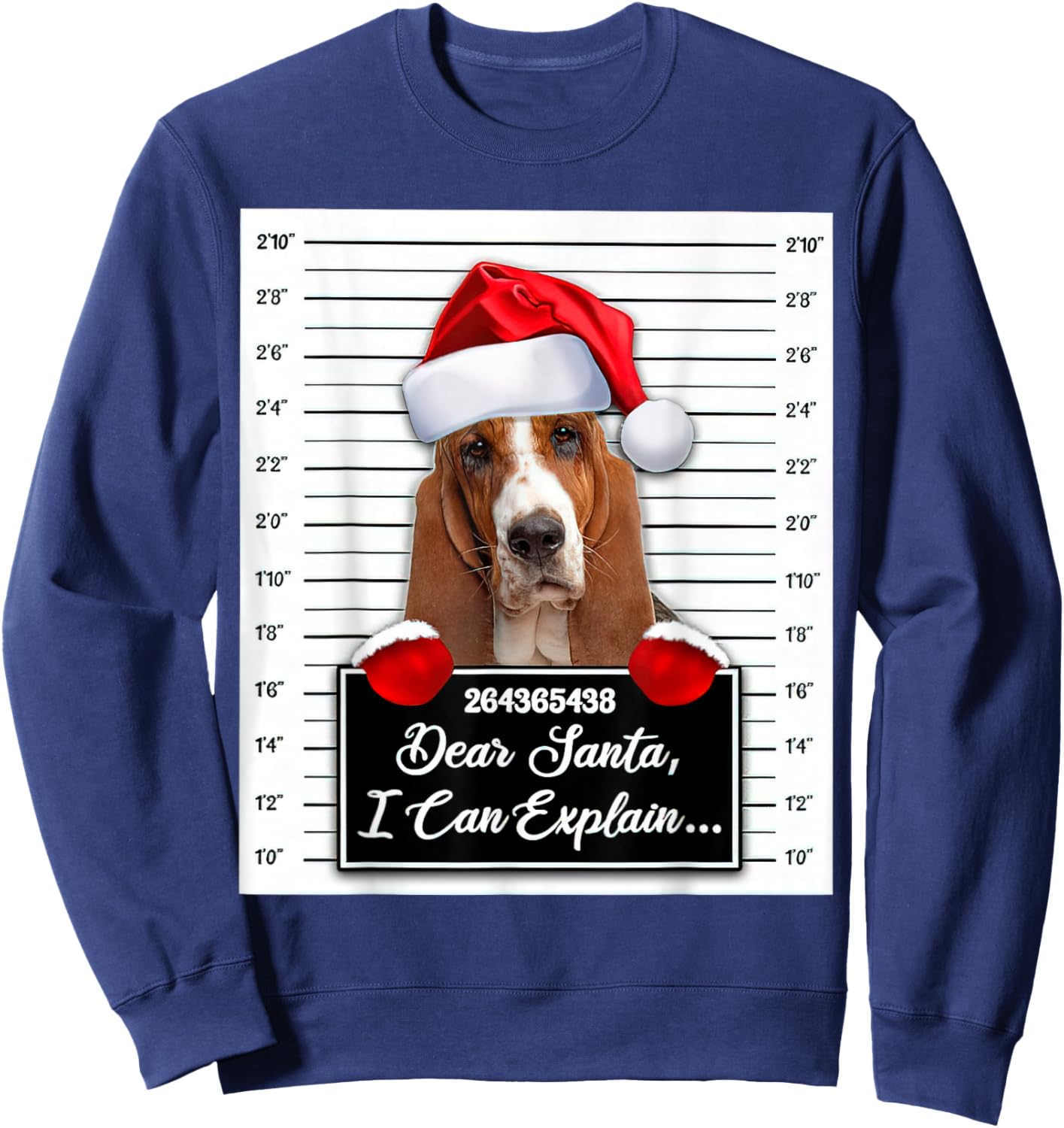 Basset Hound Xmas Dear Santa I Can Explain Funny Christmas Sweatshirt - Sweatshirt | Navy