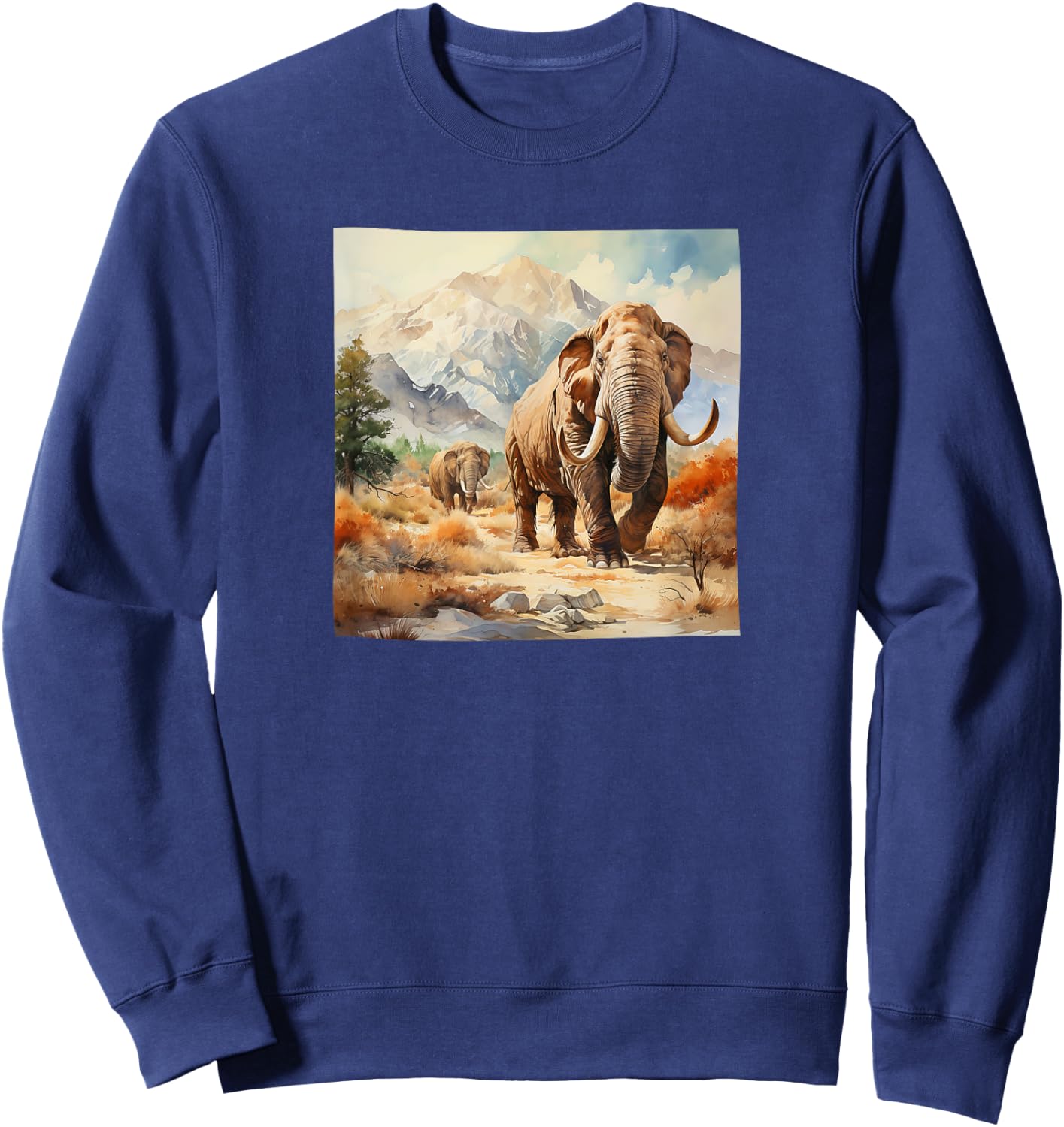 Mammoth Watercolor Mountains Graphic Sweatshirt - Sweatshirt | Navy
