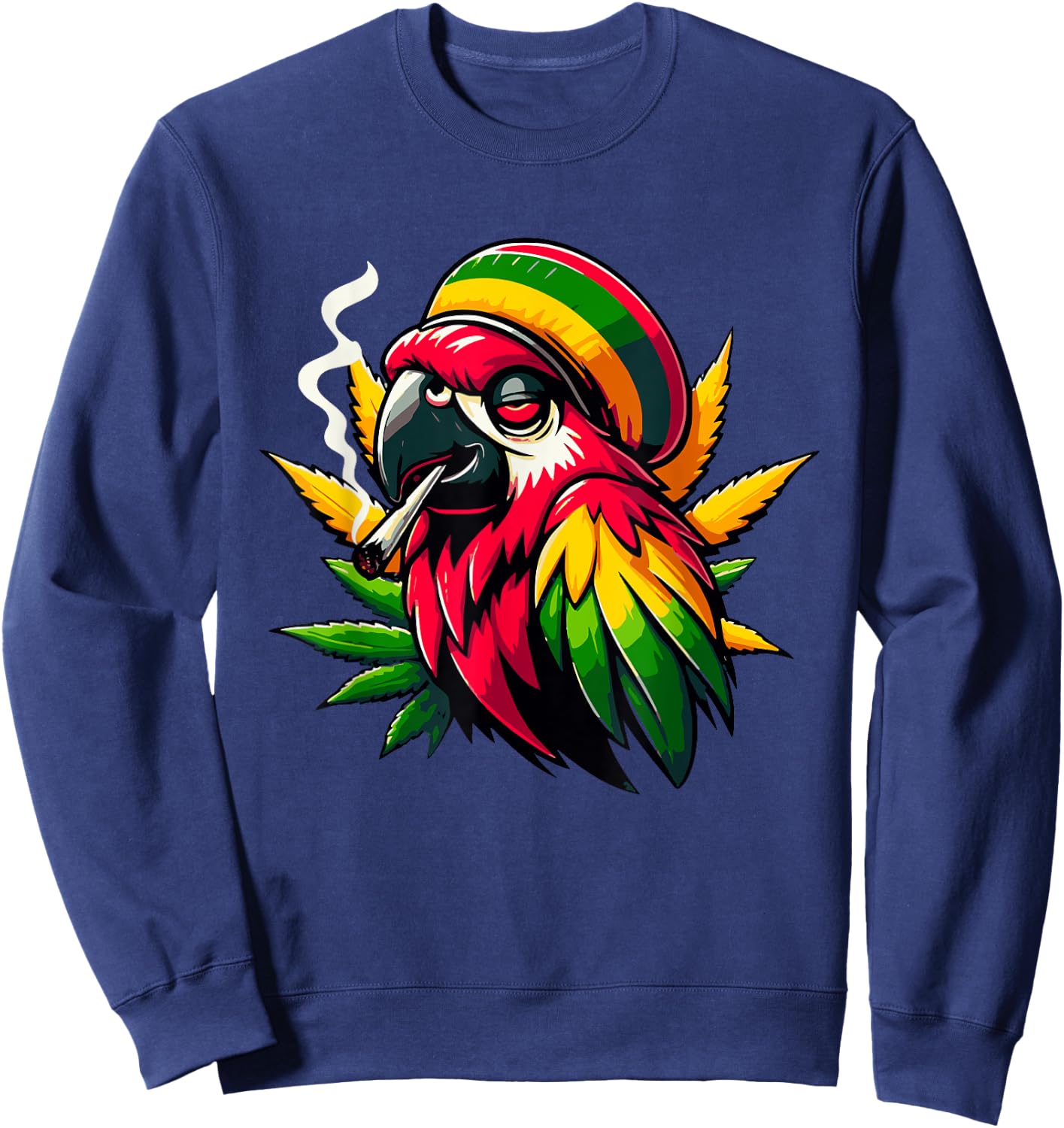 Reggae Parrot Meets Cannabis Leaf Sweatshirt - Sweatshirt | Navy