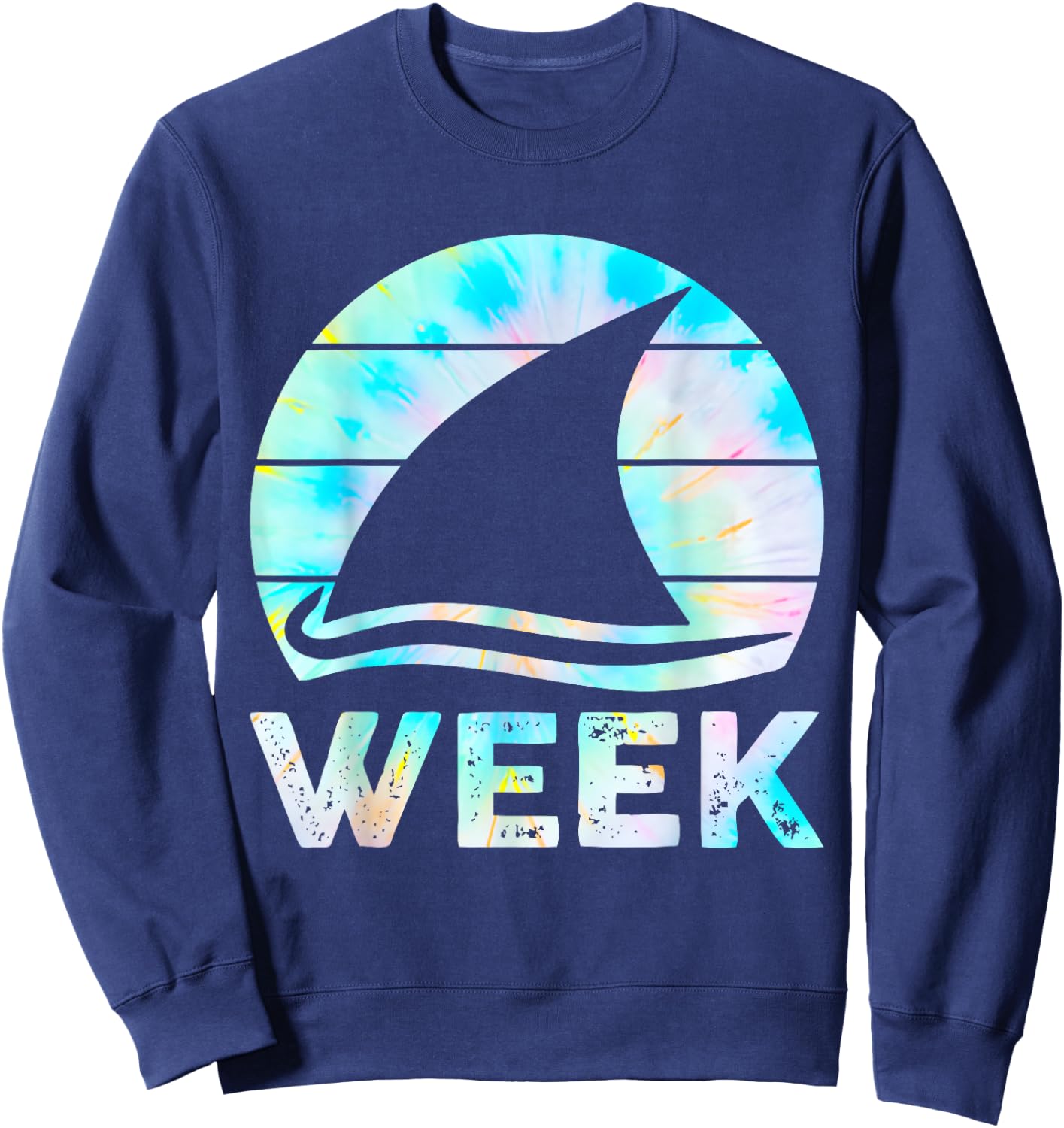 2025 Week Retro Shark Fin Lover Sea Ocean Animal Summer Trip Sweatshirt - Sweatshirt | Navy