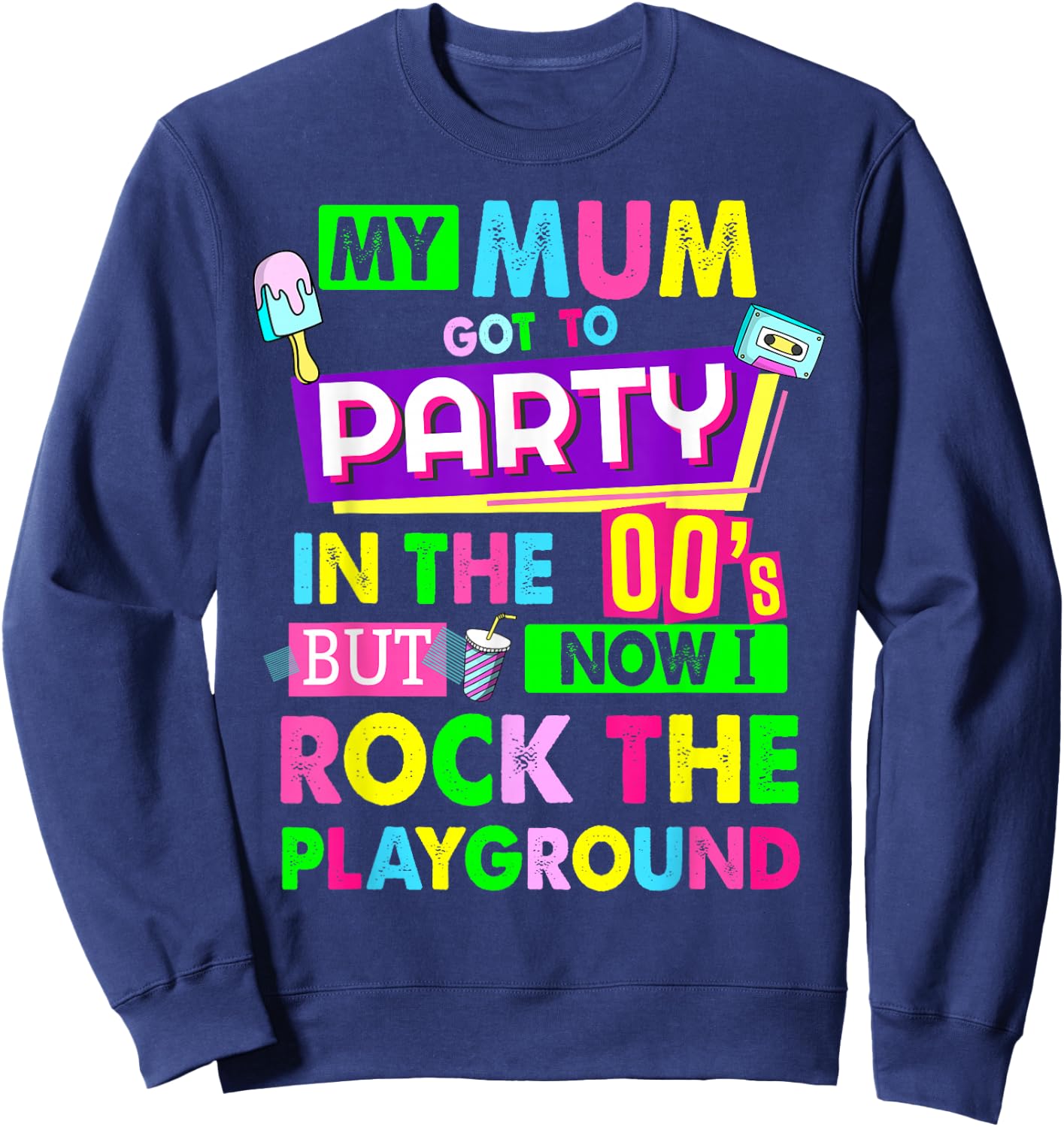 00s Outfit Idea For Kids & Novelty Kids 2000s 00s Themed Sweatshirt - Sweatshirt | Navy