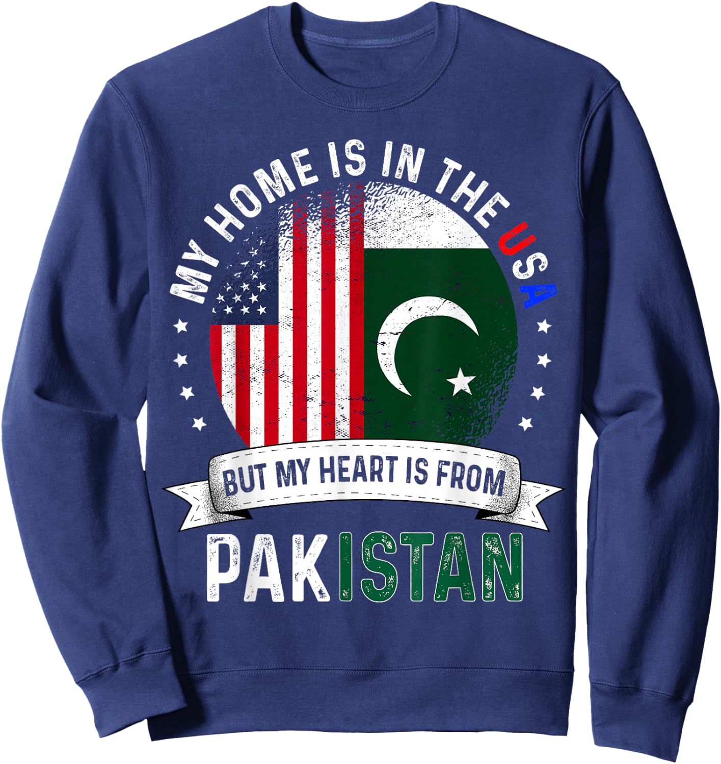 Pakistani American Patriot Heart is from Pakistan Flag Sweatshirt - Sweatshirt | Navy