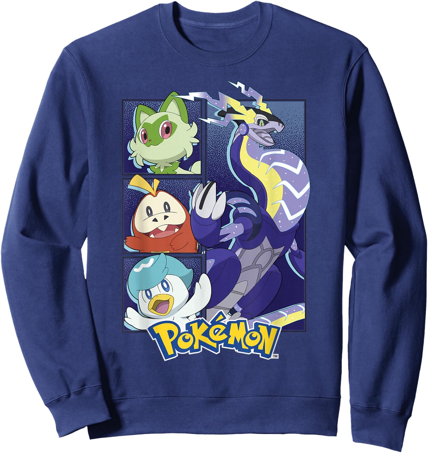 Pokémon Miraidon & Paldea Starters Boxed Up Portraits Sweatshirt - Sweatshirt | Navy