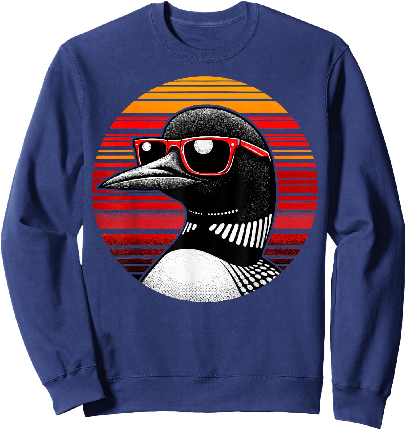 Loon Bird Sunglasses Sunset Retro Style Vintage 70s Sweatshirt - Sweatshirt | Navy