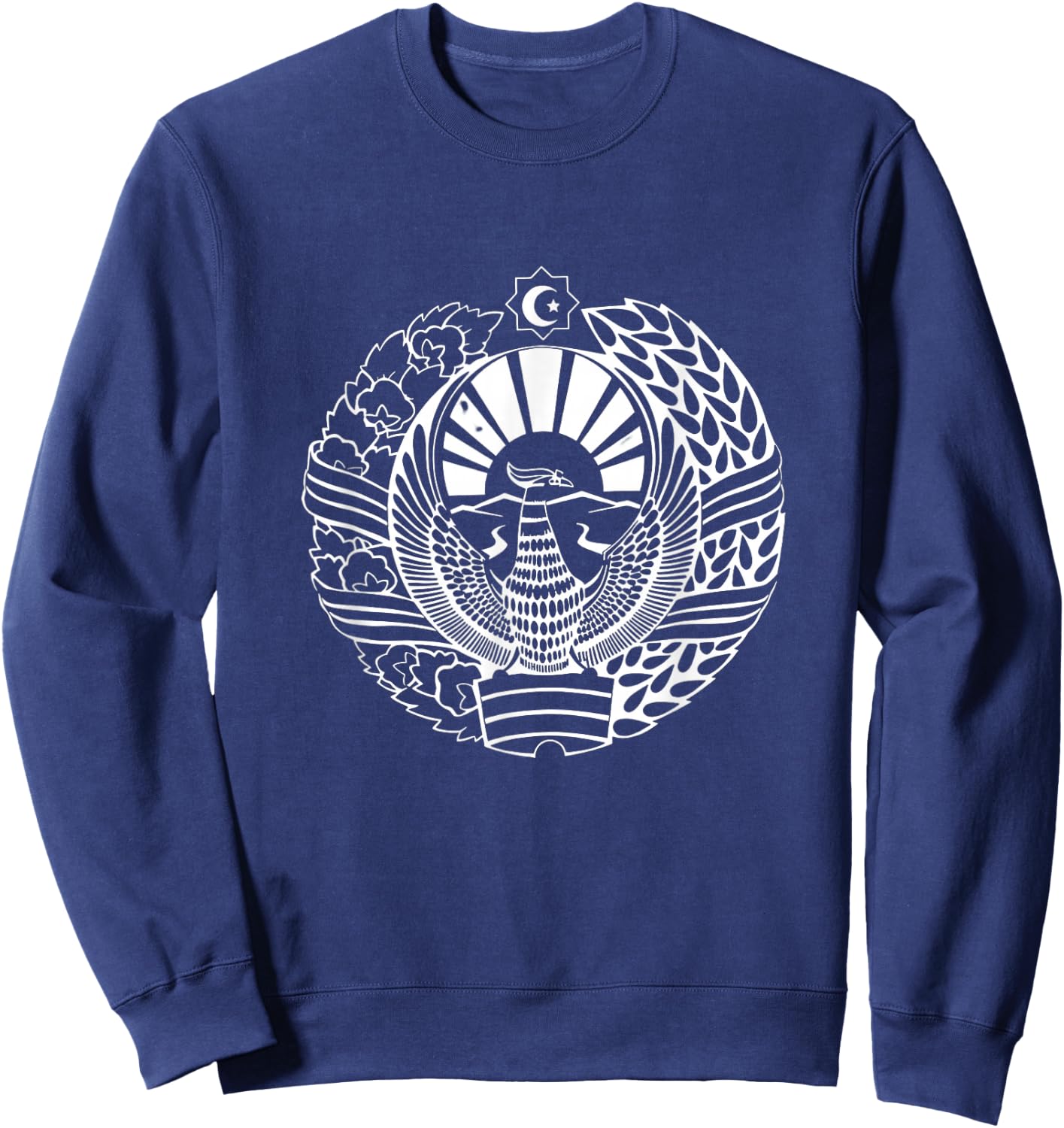 Uzbekistan Flag Lion Illustration Uzbek Sweatshirt - Sweatshirt | Navy