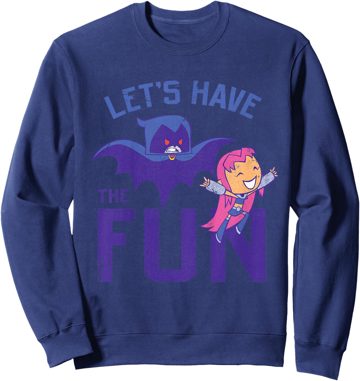 Kids DC Comics Teen Titans Go! Starfire Raven Let's Have The Fun Sweatshirt - Sweatshirt | Navy