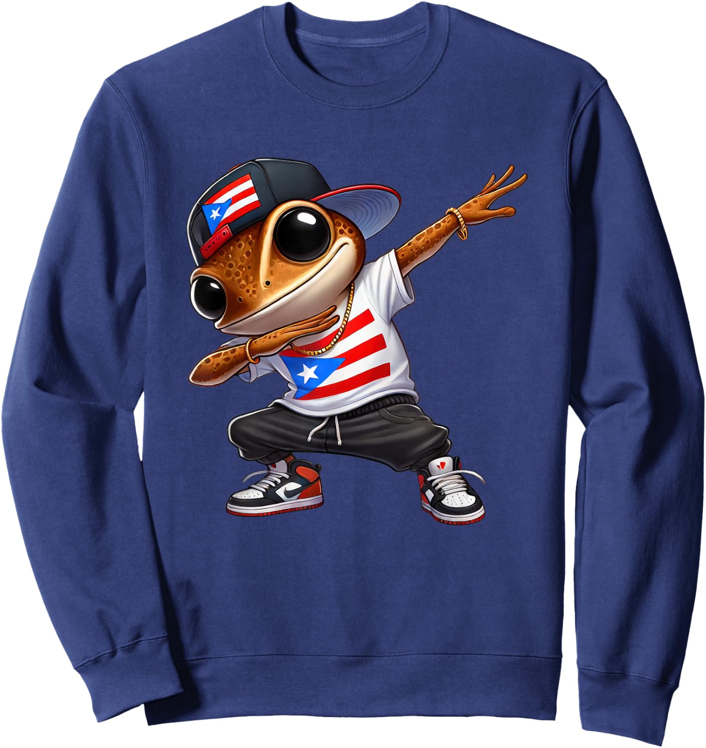 Dabbing Coqui Dab Puerto Rican Flag Hat Boricua Dimelo Fun Sweatshirt - Sweatshirt | Navy