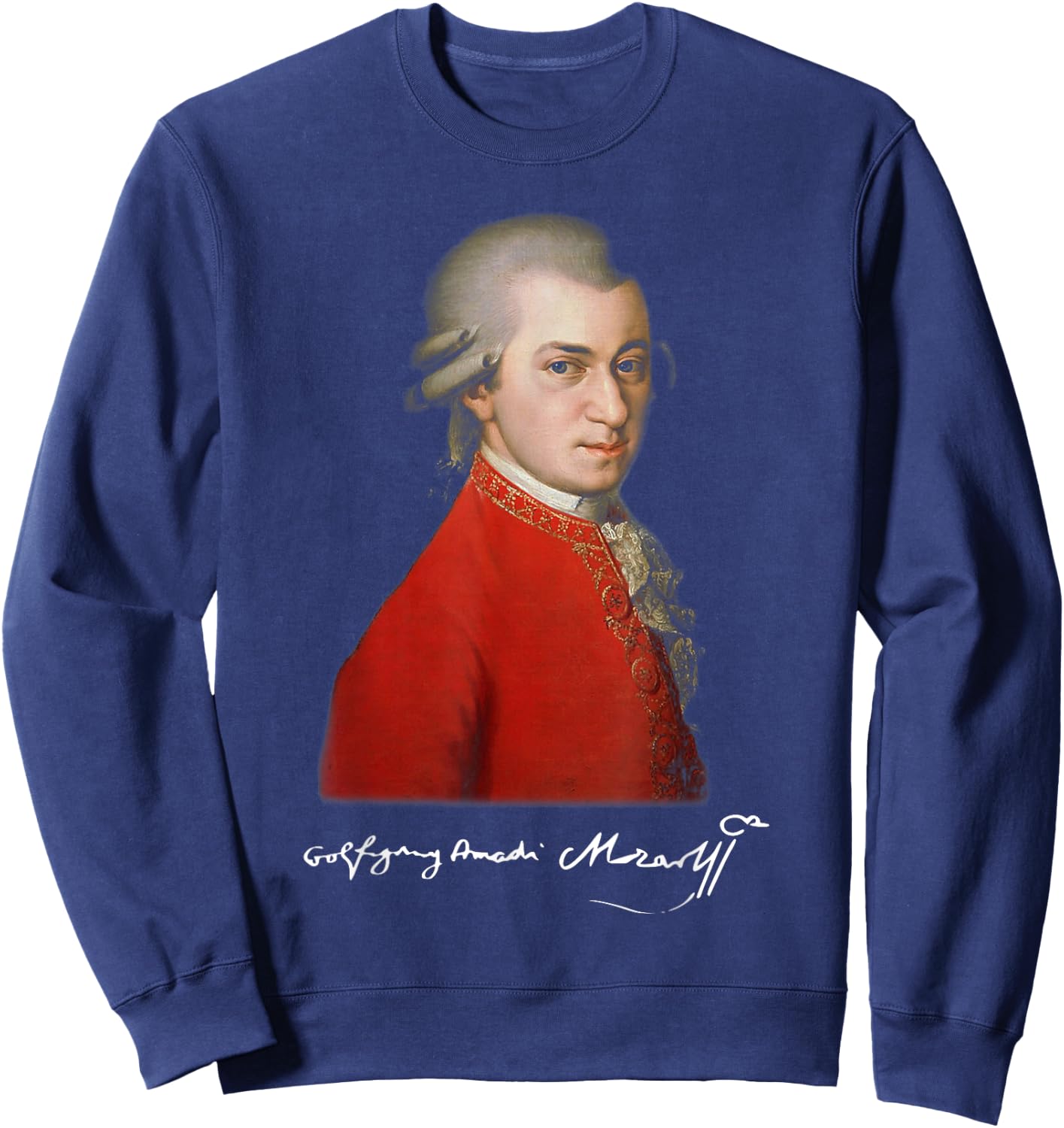 Wolfgang Amadeus Mozart - Composer Signature Classical Music Sweatshirt - Sweatshirt | Navy