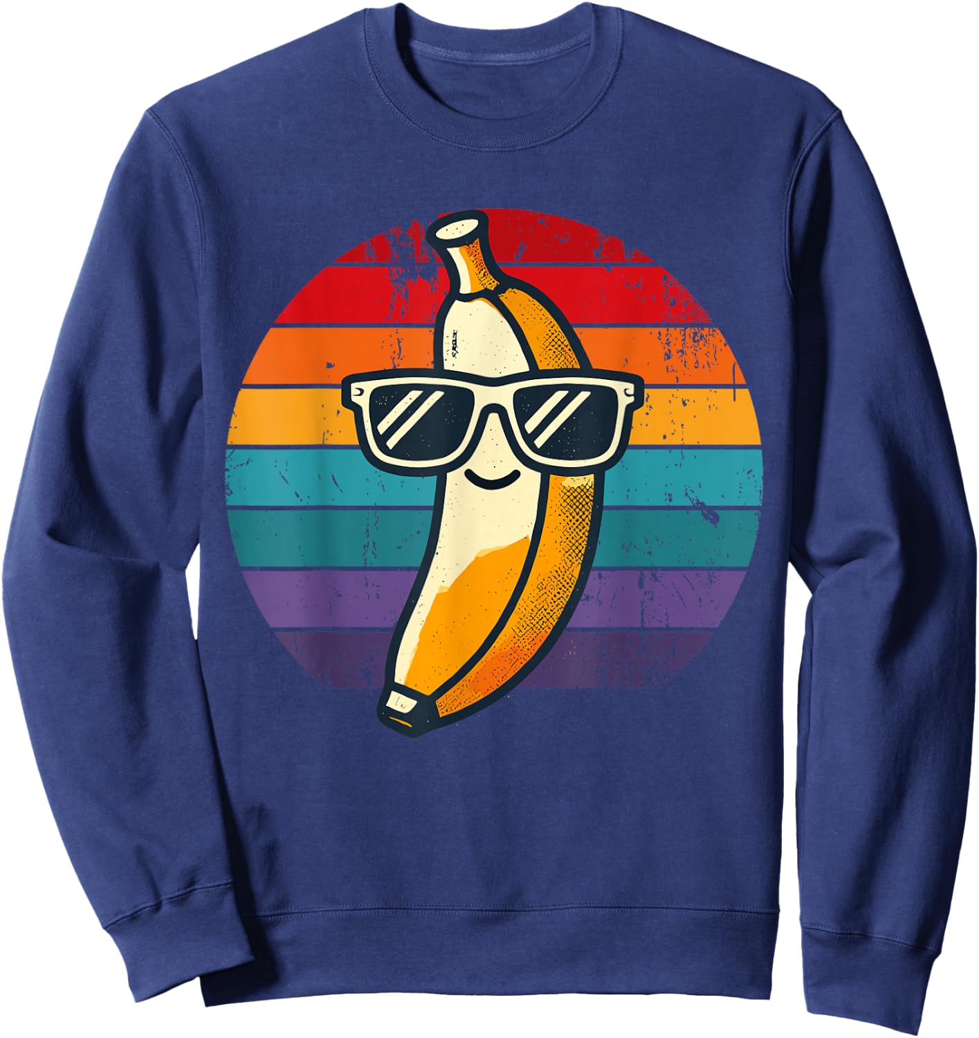 Retro Banana Novelty Men Women Kids Funny Banana Sweatshirt - Sweatshirt | Navy