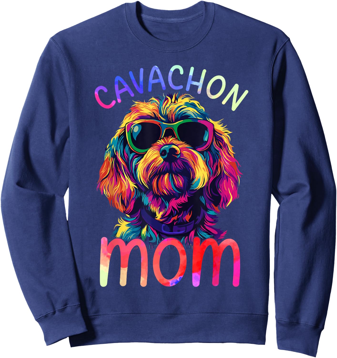 Cavachon Mom Colorful Pop Art Cavachon Sweatshirt - Sweatshirt | Navy