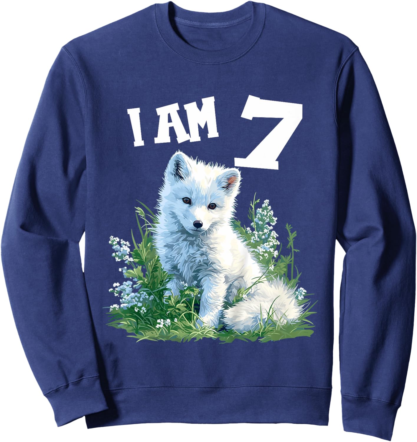 Kids 7 Years old 7 birthday Arctic Foxes Boy Girl Arctic Fox Sweatshirt - Sweatshirt | Navy