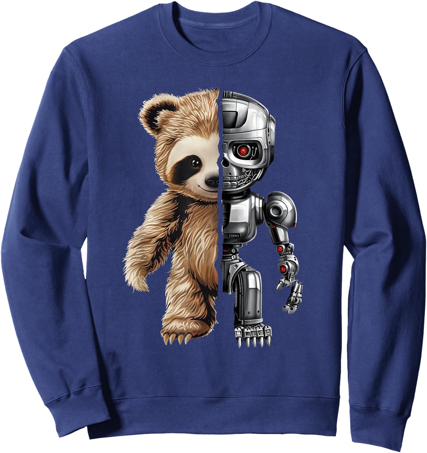 Funny Robotics Animal Lover Sloth Robots Graphic Engineer Sweatshirt - Sweatshirt | Navy