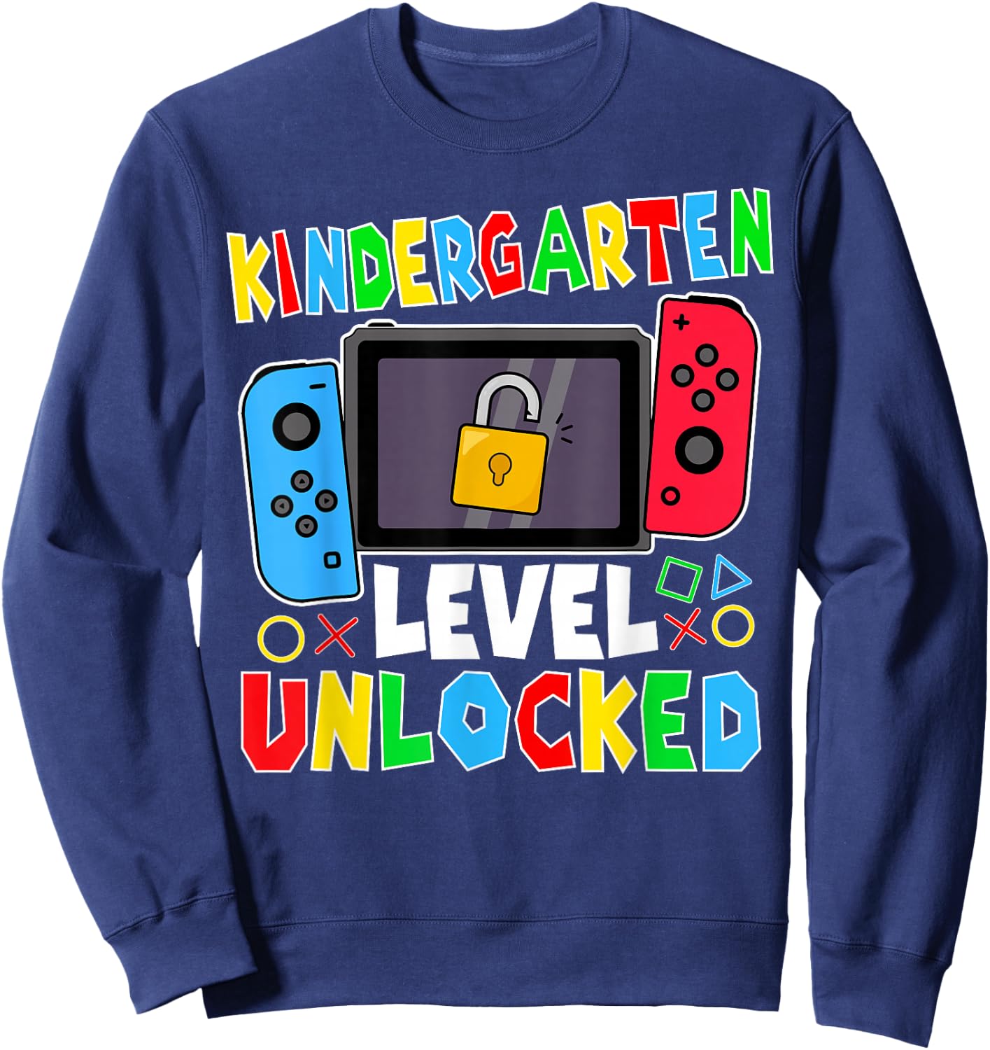 kindergarten Level Unlocked Gamer Back to School Boy Sweatshirt - Sweatshirt | Navy