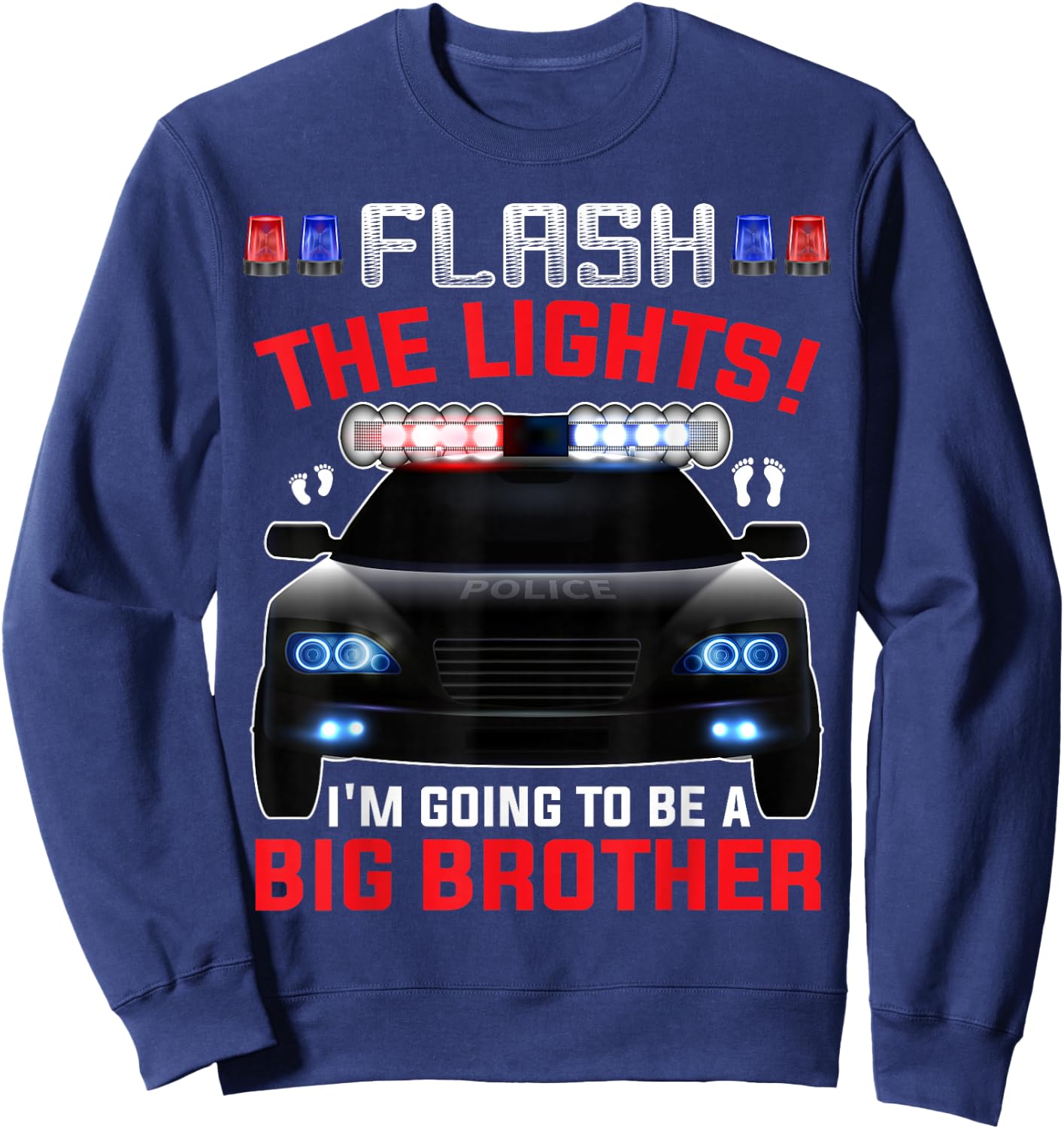 I'm Going to be a Big Brother Police Car Cute Baby Reveal Sweatshirt - Sweatshirt | Navy