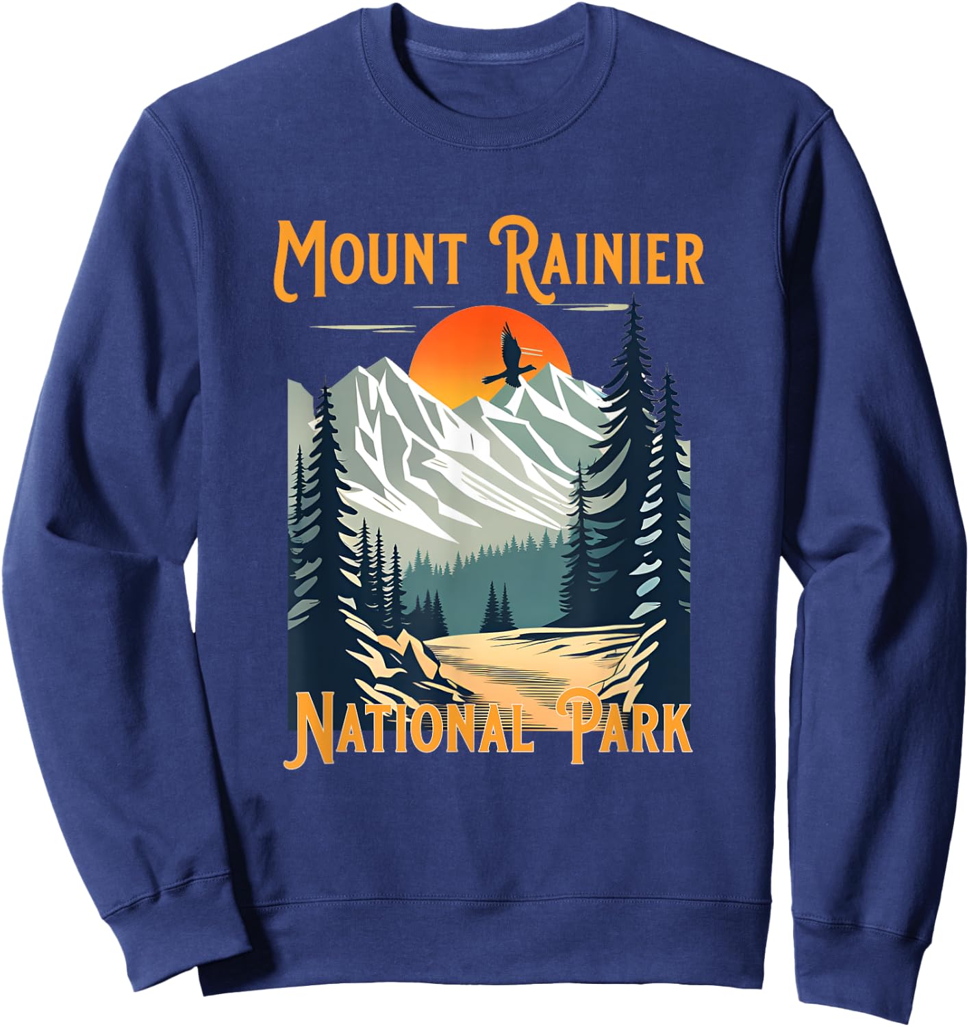 Vintage Mount Rainier National Park Souvenir Hiking Sweatshirt - Sweatshirt | Navy