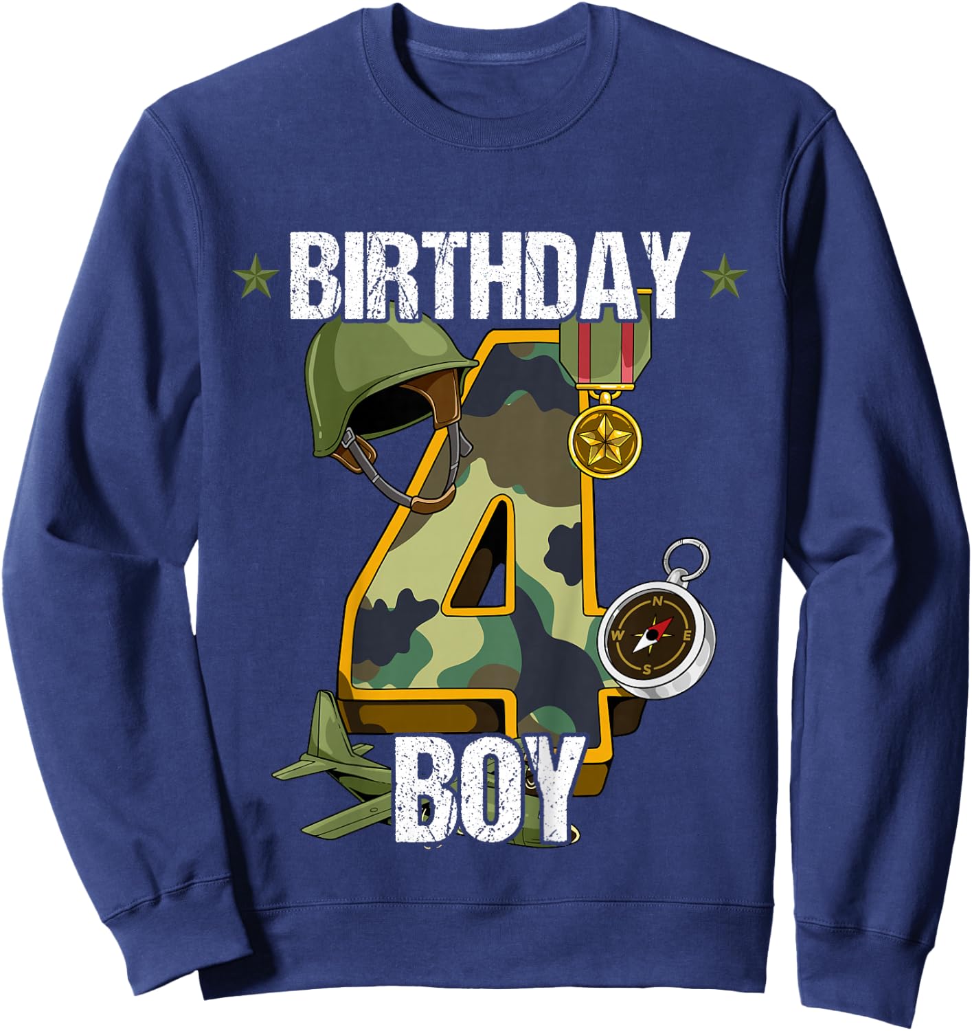 Kids 4th Birthday Army Sweatshirt - Sweatshirt | Navy
