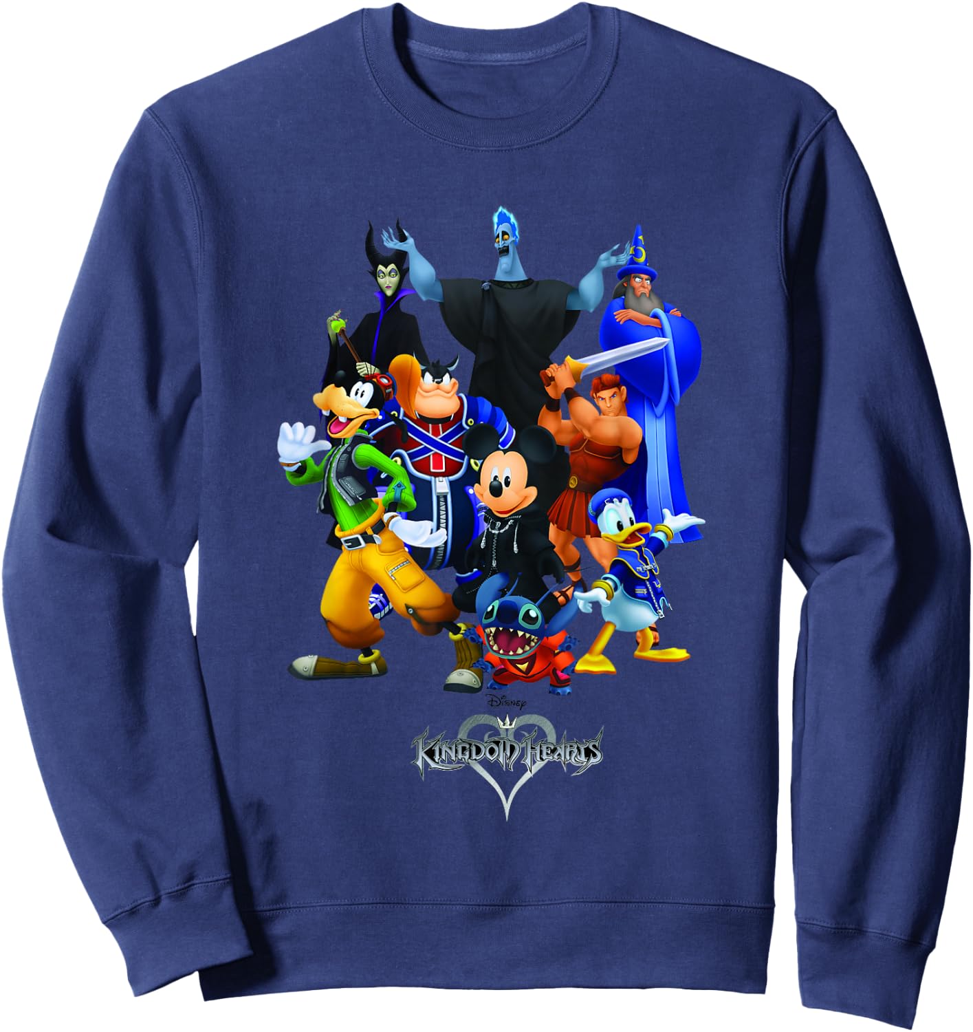 Disney Kingdom Hearts Magical Characters Mash Up Chest Logo Sweatshirt - Sweatshirt | Navy