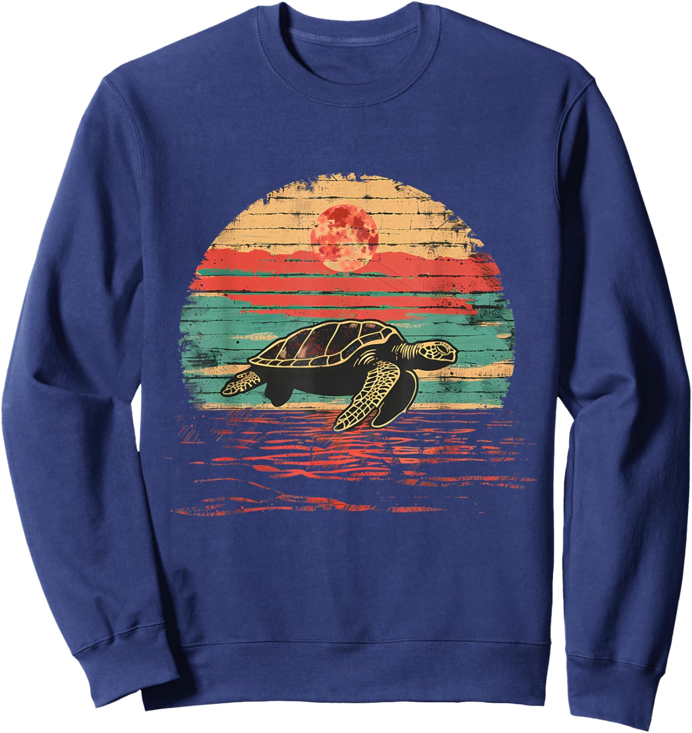 Sea Turtle Sea Turtle Lover Sea Ocean Animal Sunset Artwork Sweatshirt - Sweatshirt | Navy