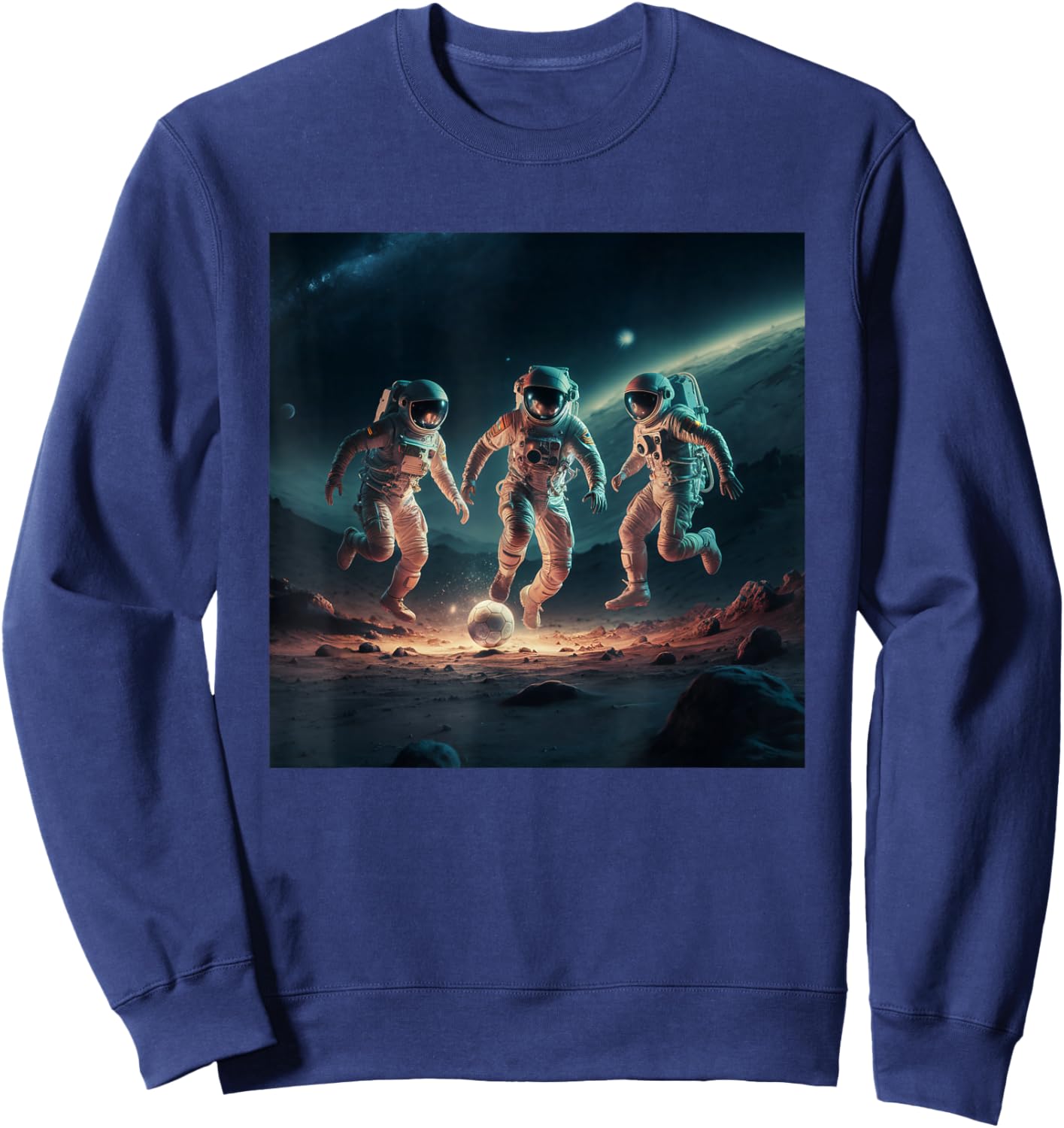 Astronauts Playing Soccer In Space Sweatshirt - Sweatshirt | Navy